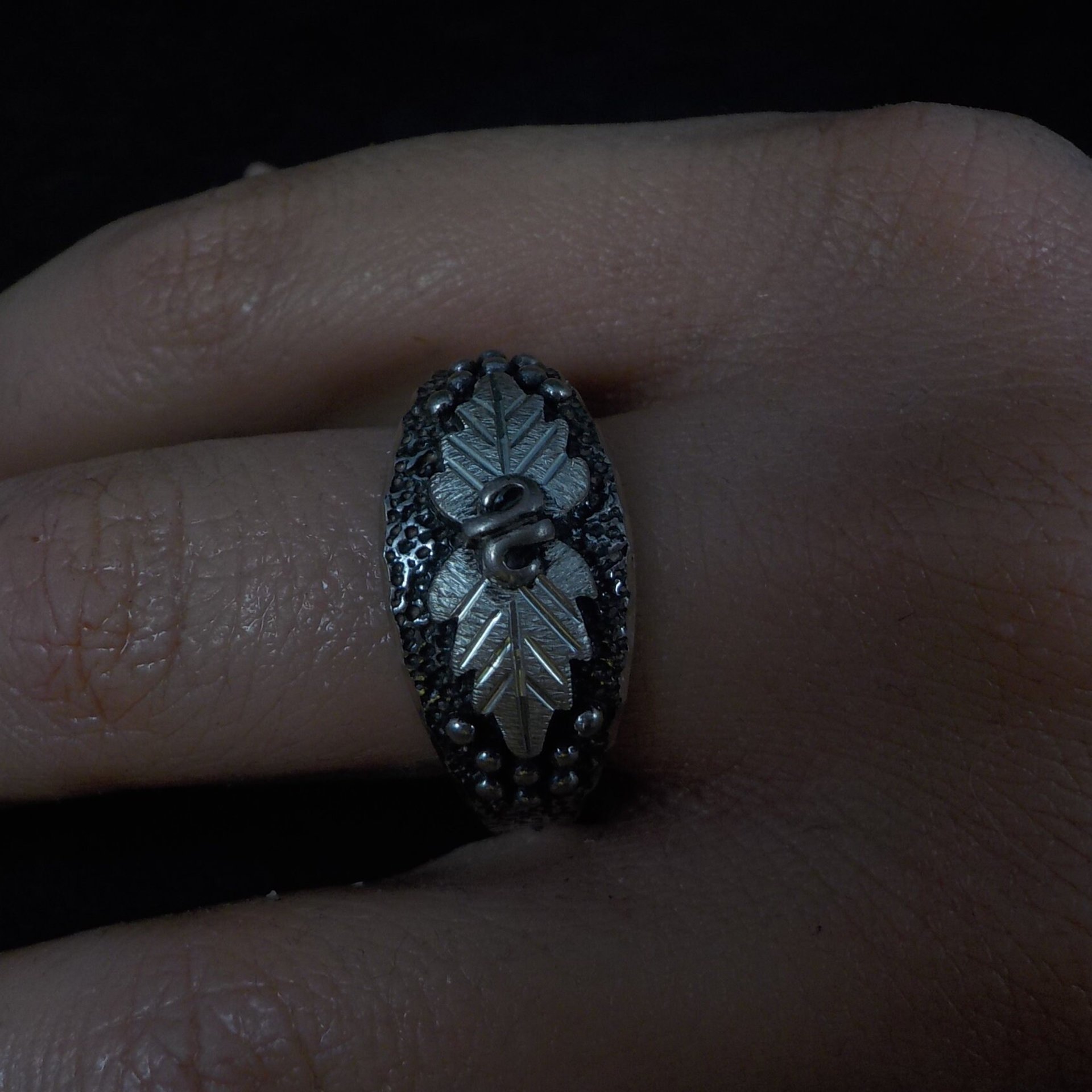 Mens Black Hills Silver Leaf Ring 90s New Old Stock Multiple Sizes Available