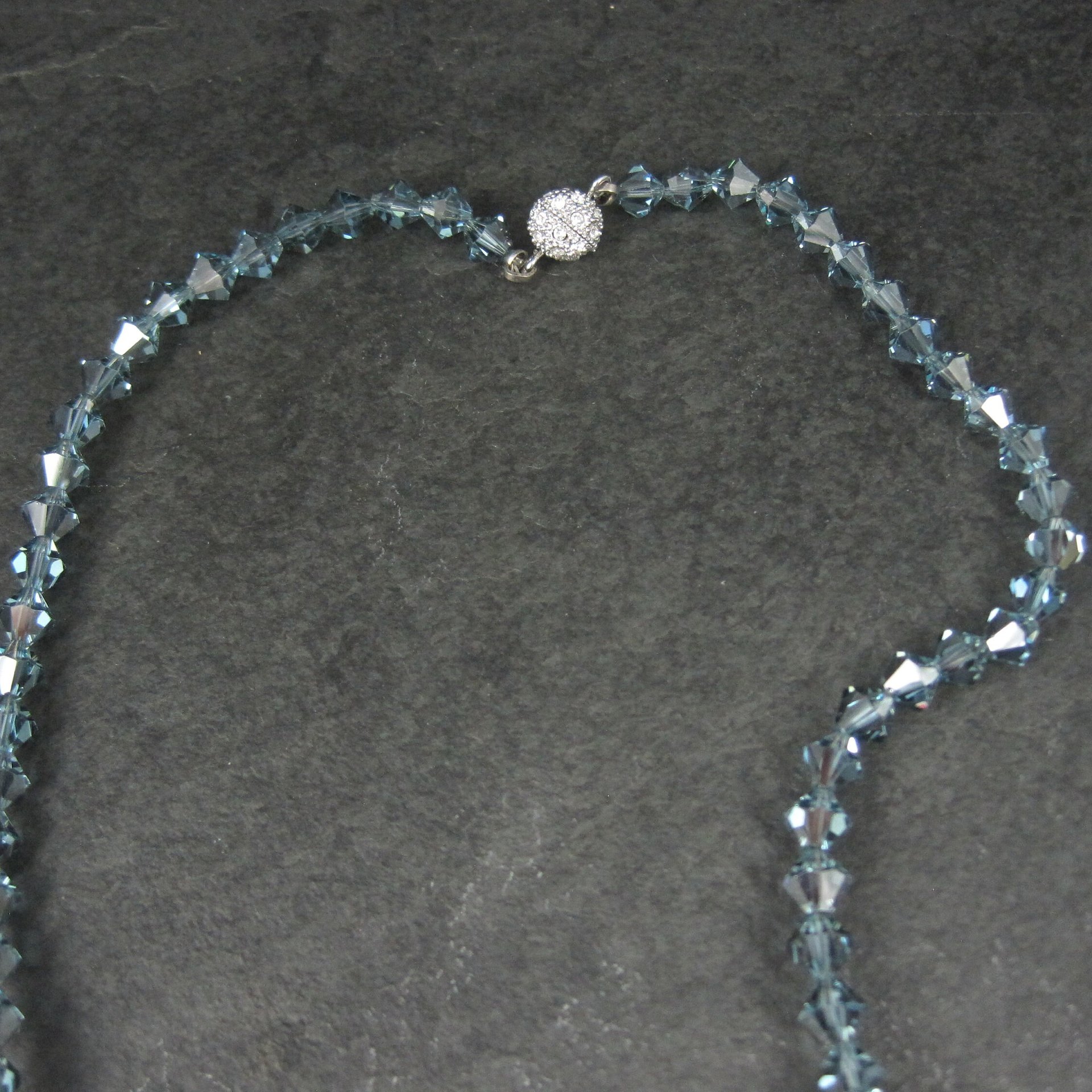 Blue Austrian Crystal Bead Necklace 17 Inches