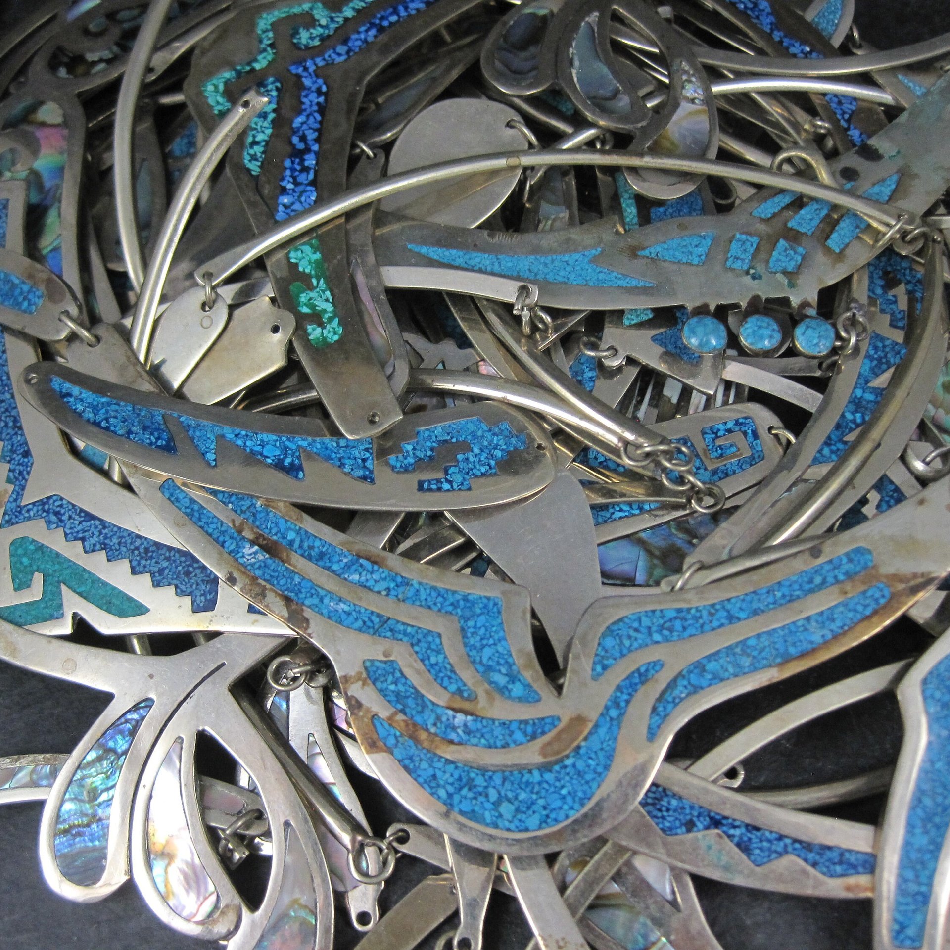 Vintage Alpaca Inlay Necklace Job Lot
