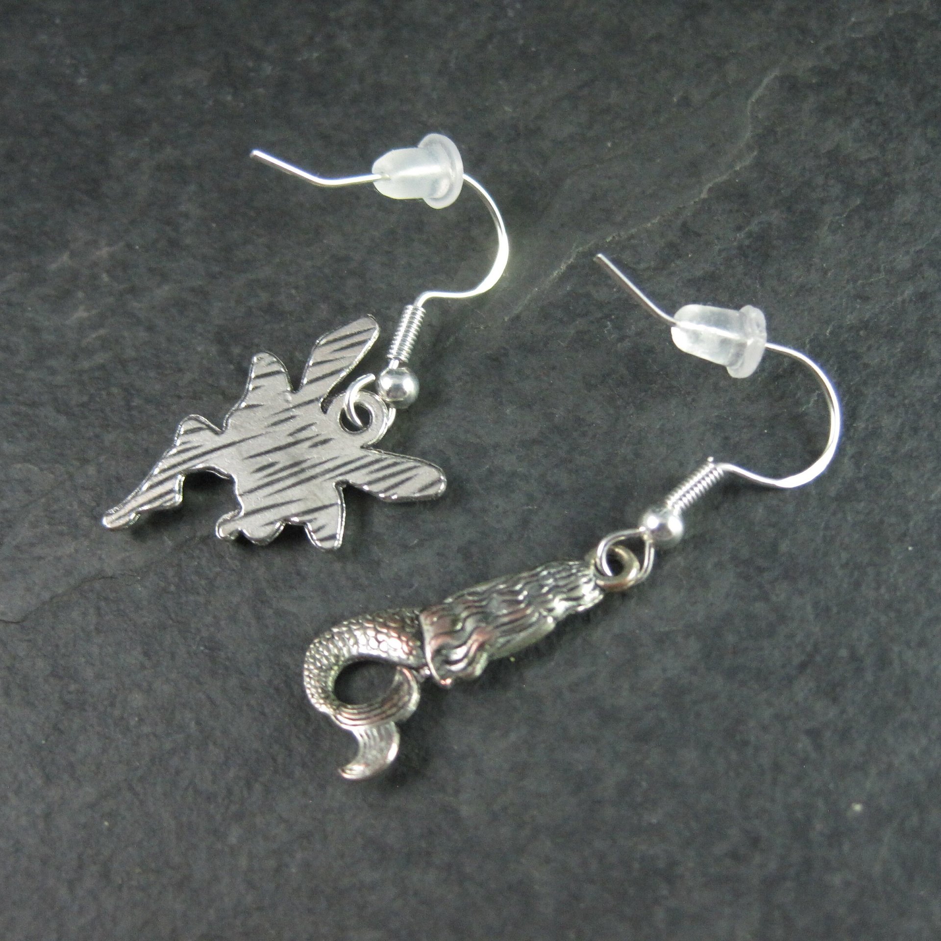 Asymmetrical Mermaid Fairy Earrings Sterling Silver Earwires