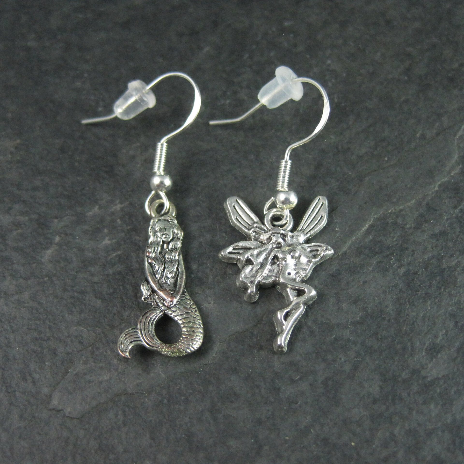 Asymmetrical Mermaid Fairy Earrings Sterling Silver Earwires