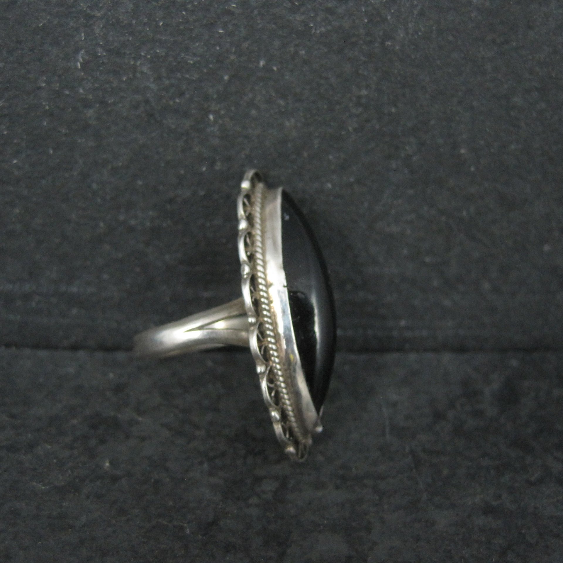 Vintage Mexican Sterling Onyx Ring Size 4.5
