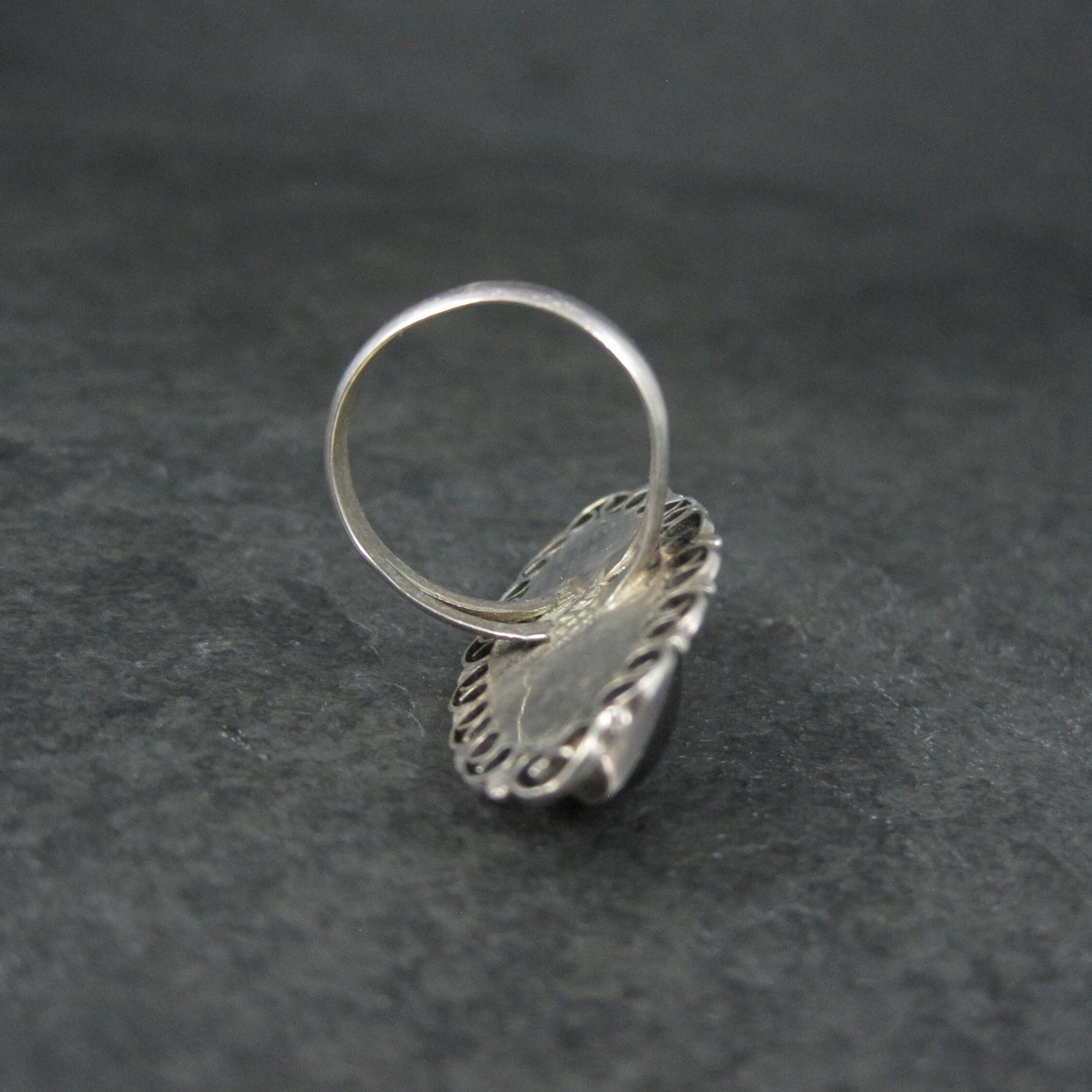Vintage Mexican Sterling Onyx Ring Size 4.5