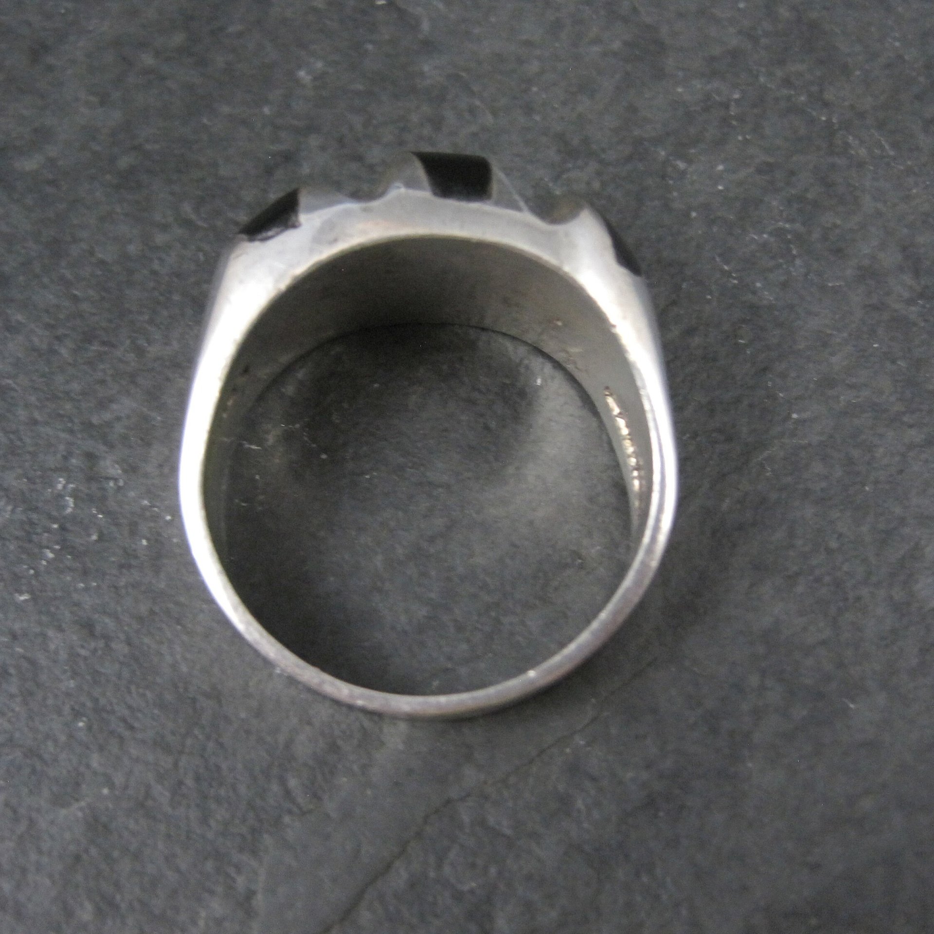 Vintage Mexican Sterling Onyx Inlay Ring Sizes 12.5 and 13.25
