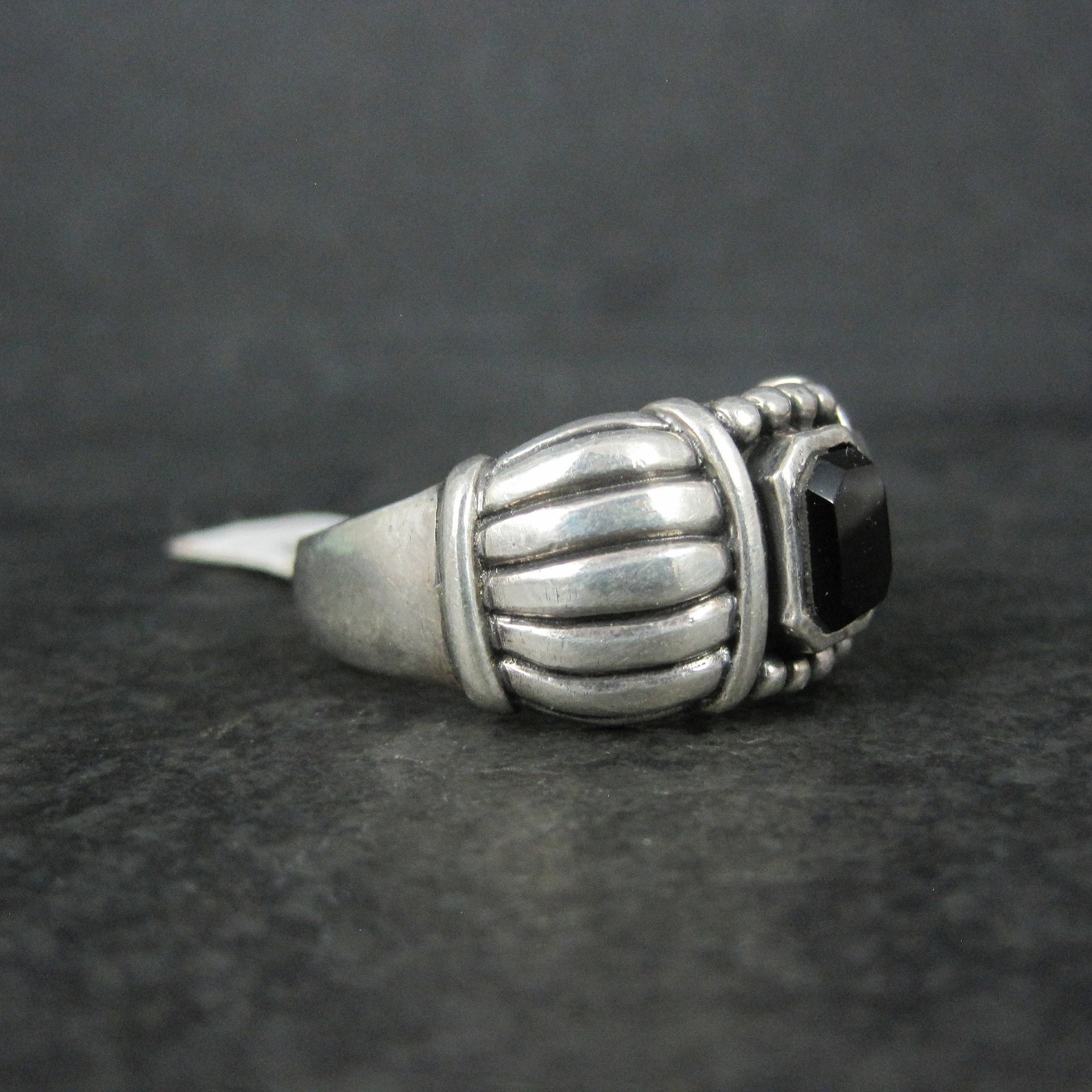 Vintage Gothic Sterling Onyx Ring New Old Stock Multiple Sizes Available