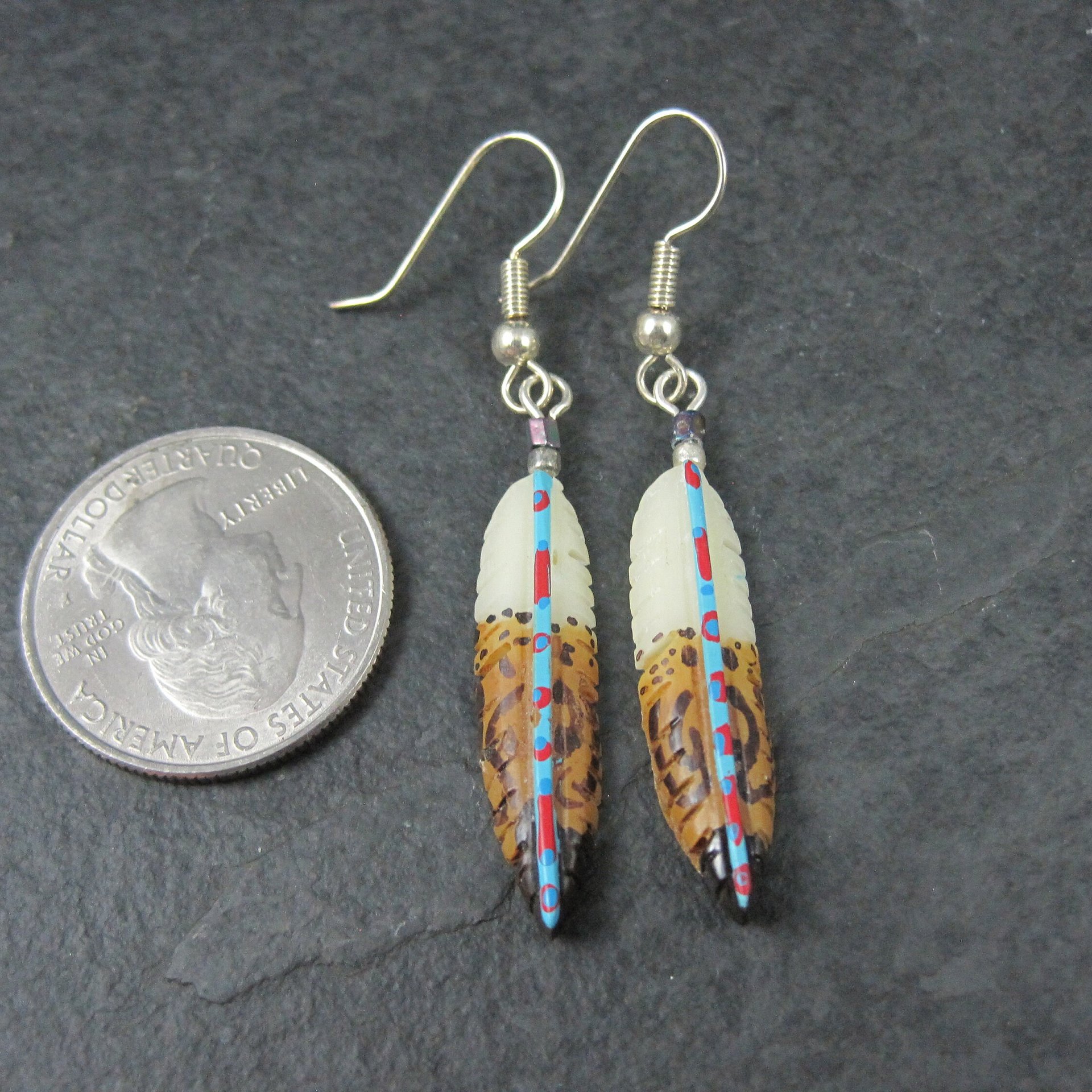Painted Bone Feather Earrings