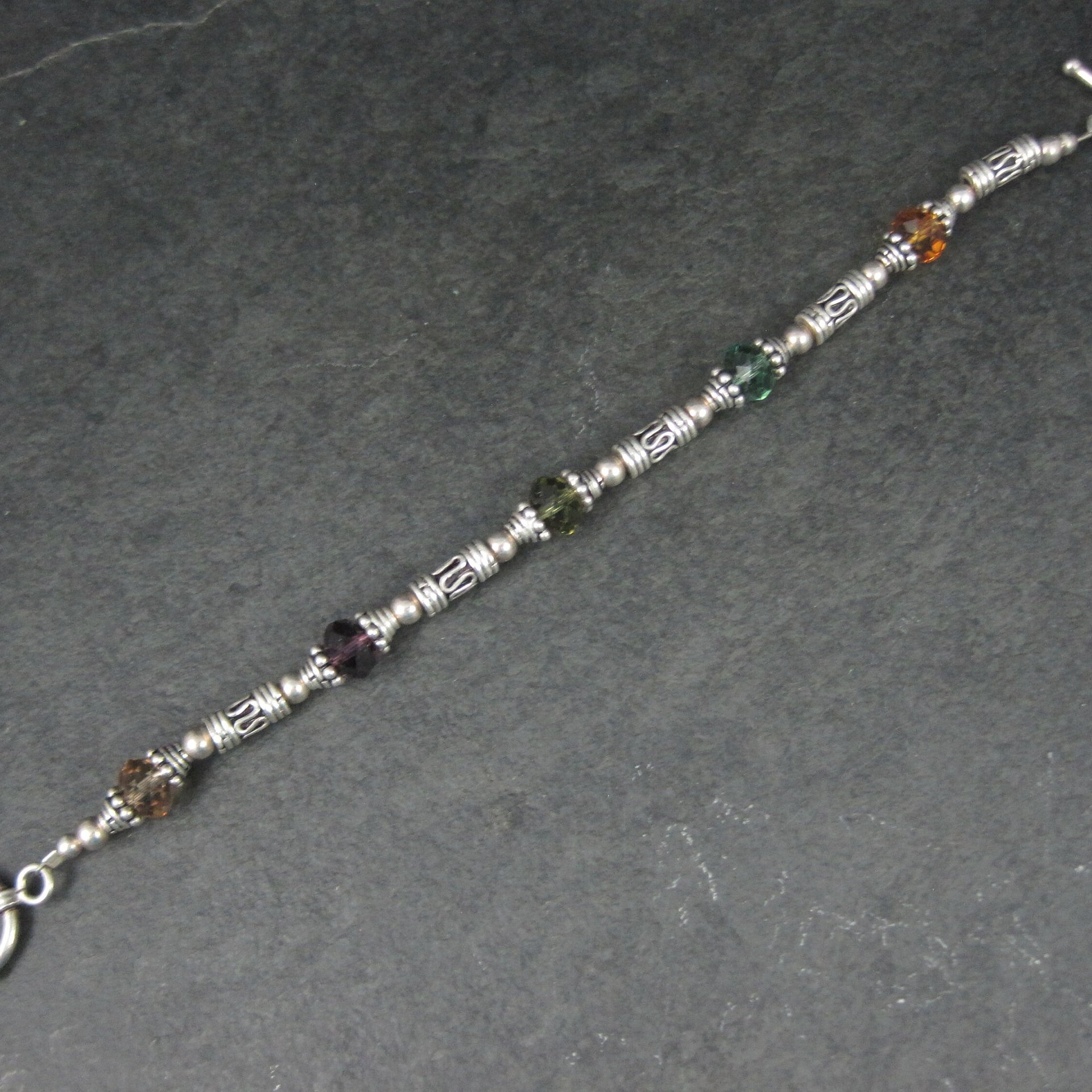 Sterling Crystal Toggle Bracelet 7.5 Inches