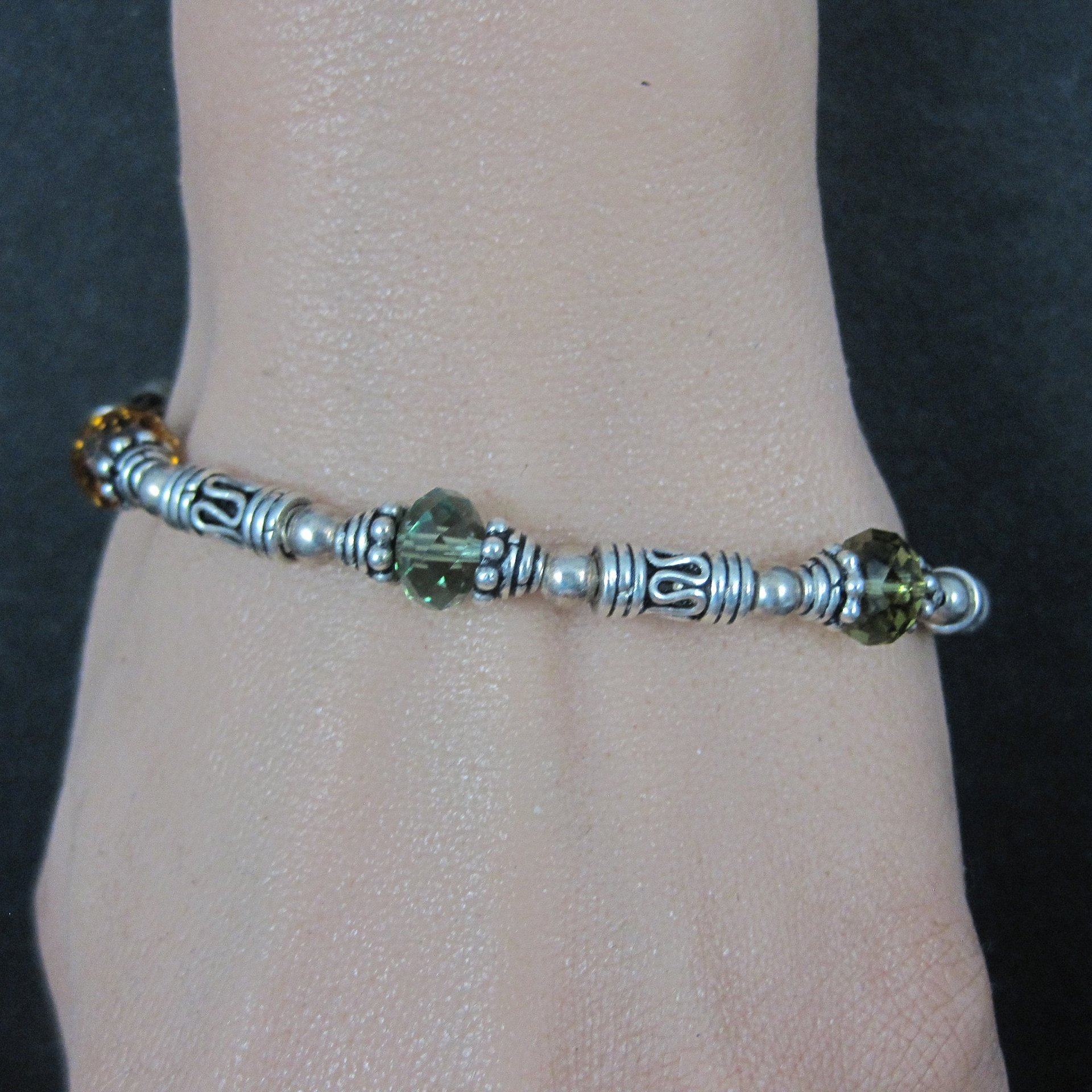 Sterling Crystal Toggle Bracelet 7.5 Inches