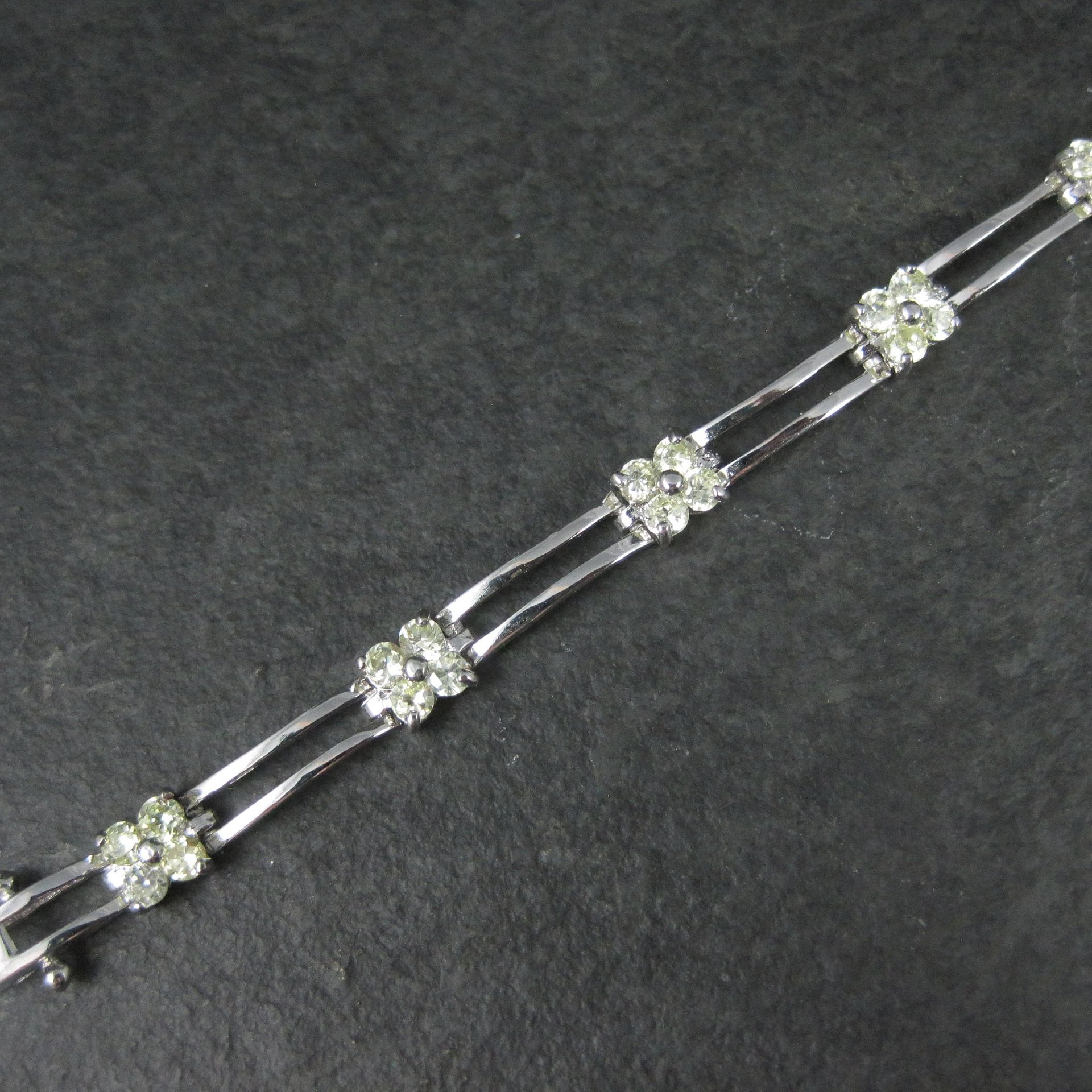 Vintage Sterling Yellow Cz Flower Bracelet 7.25 Inches