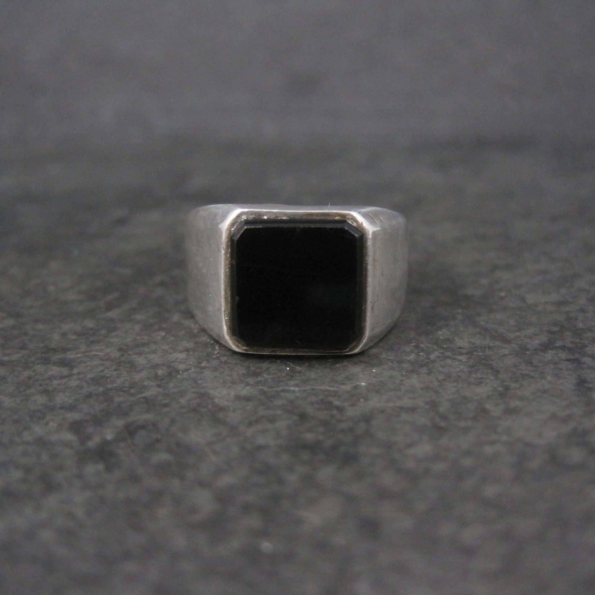 Vintage Mens Sterling Onyx Ring Size 9