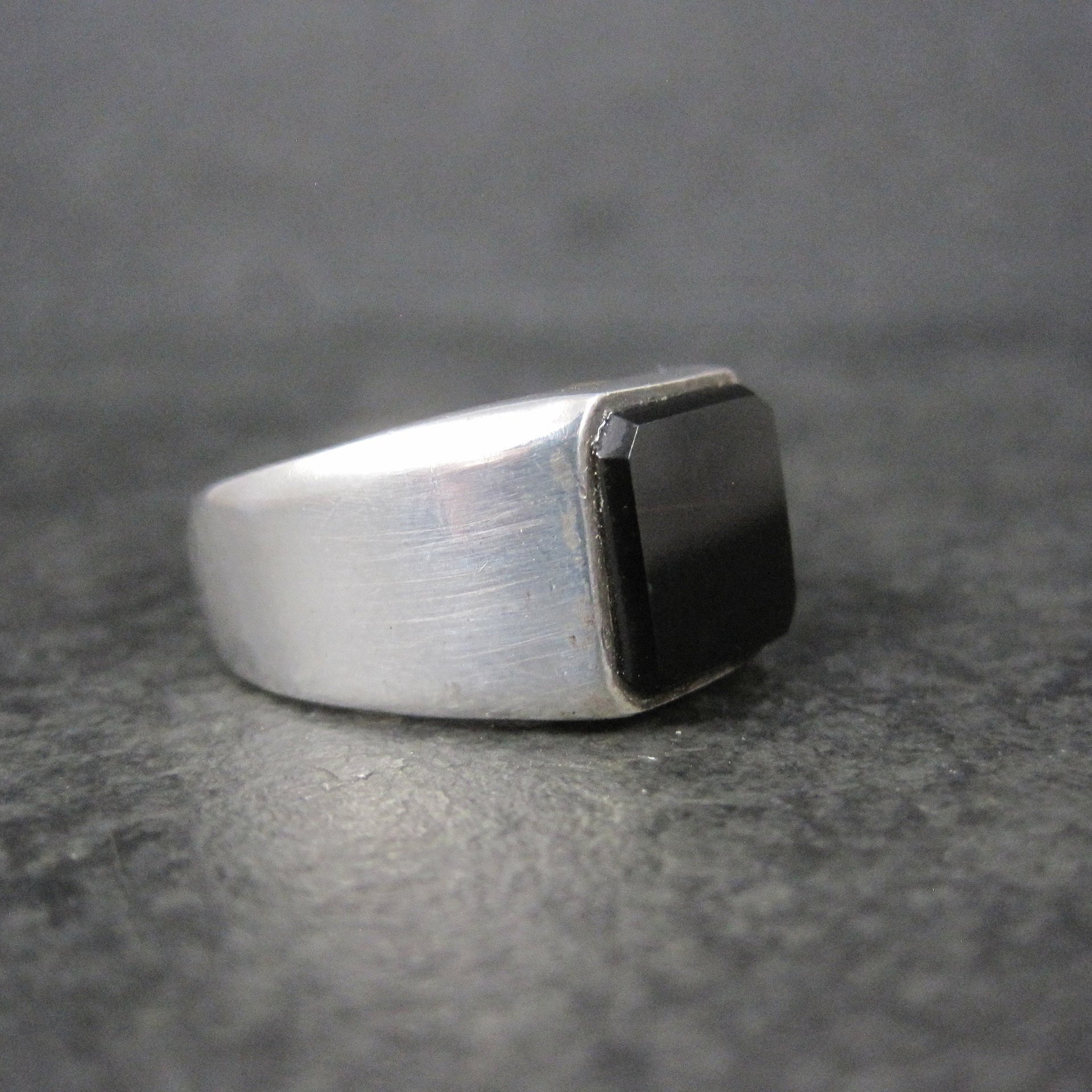 Vintage Mens Sterling Onyx Ring Size 9