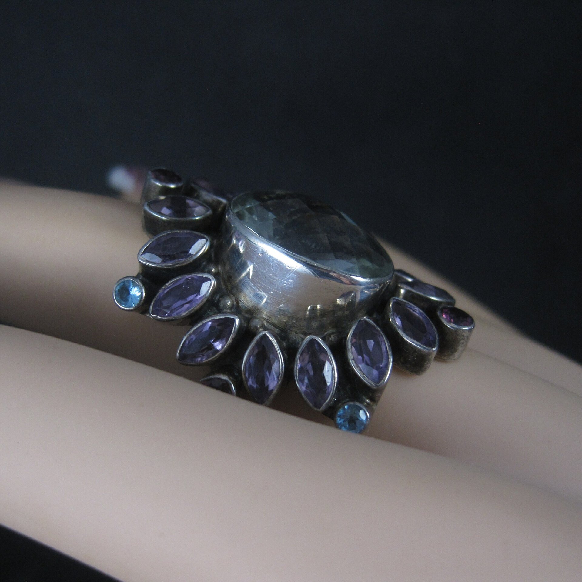 Large Nicky Butler Sterling Ring Amethyst Prasiolite Size 8 Limited Edition