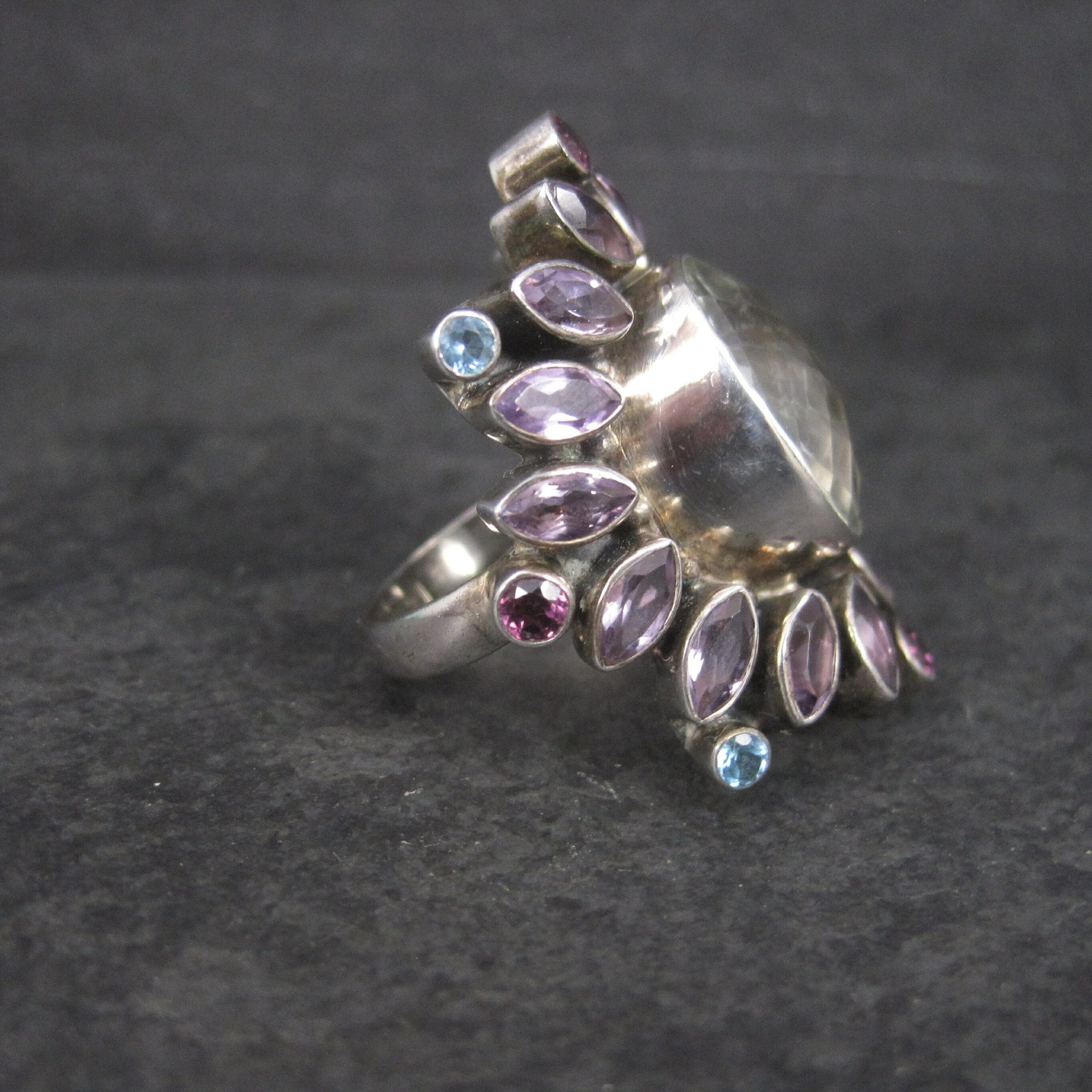 Large Nicky Butler Sterling Ring Amethyst Prasiolite Size 8 Limited Edition