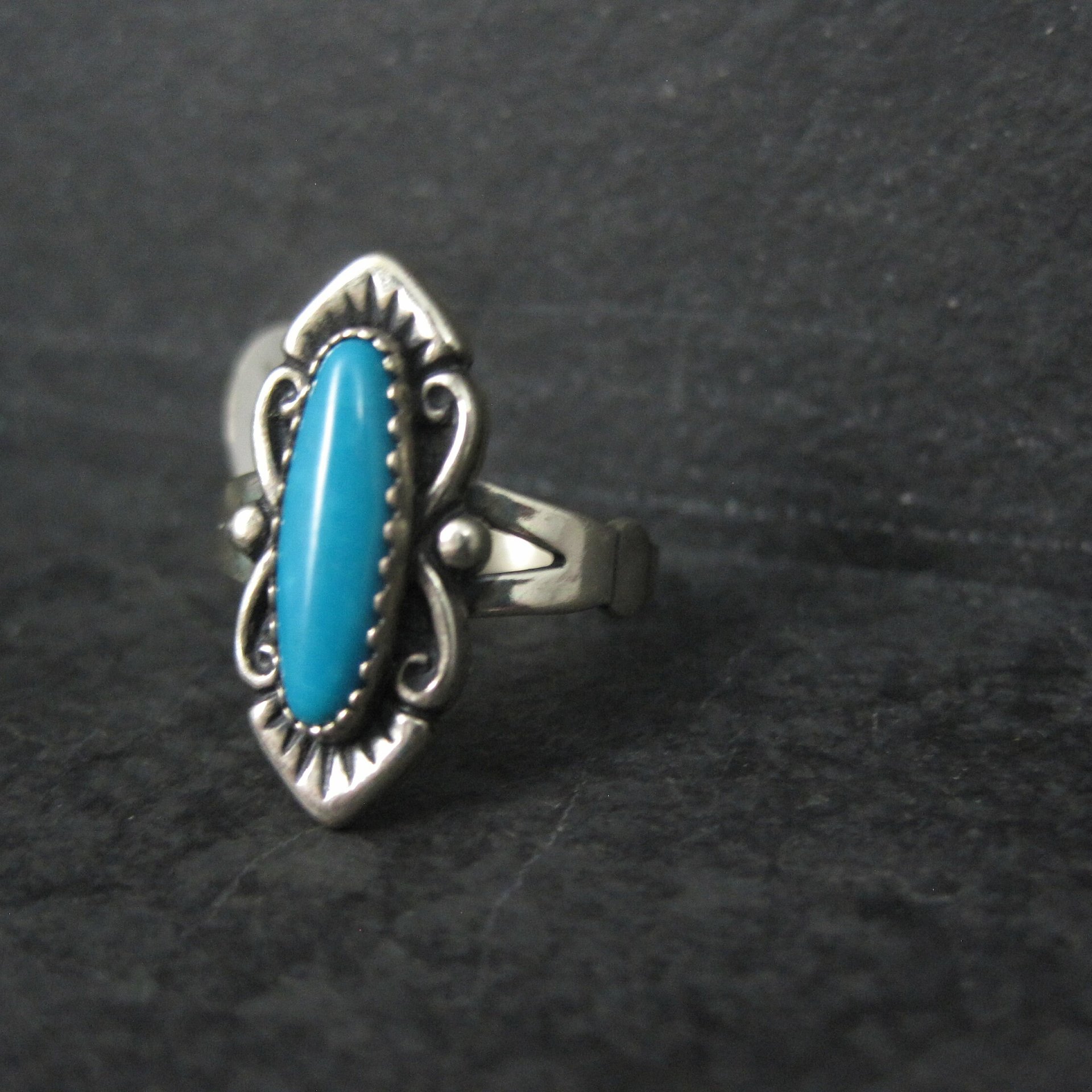 Southwestern Sterling Turquoise Ring Size 6 William Wheeler Co