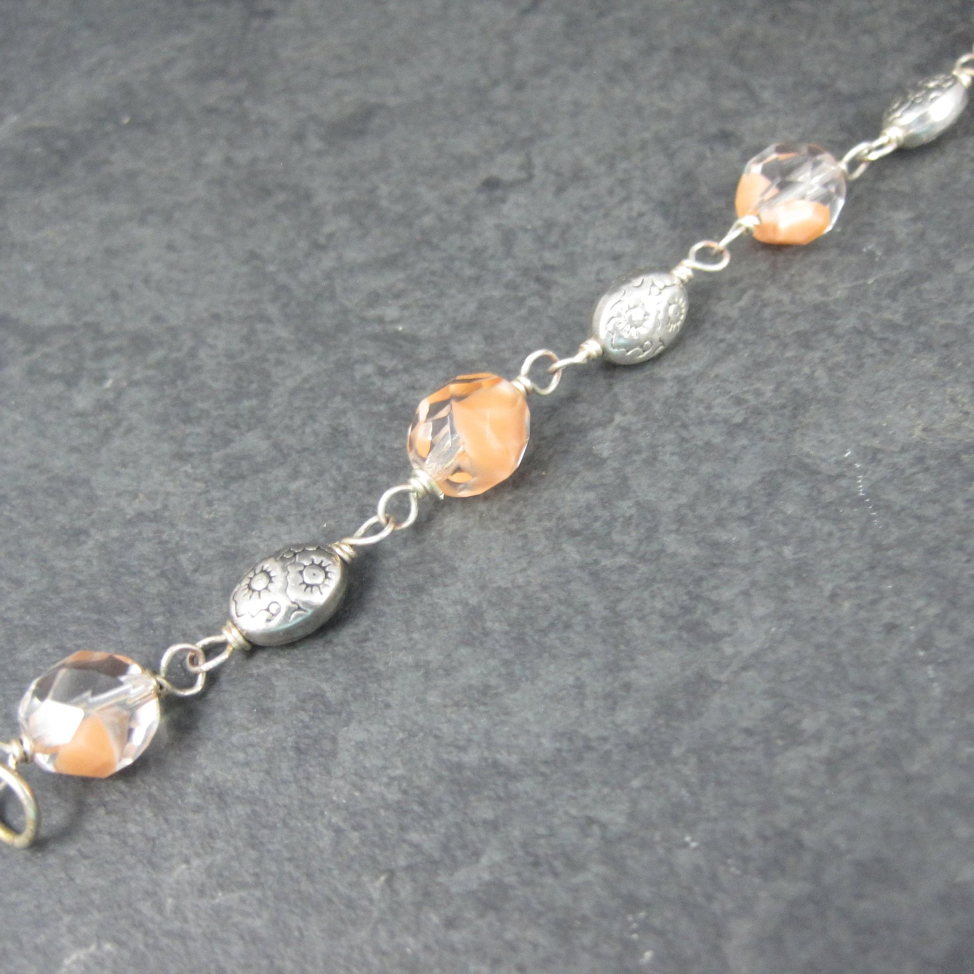 Vintage Sterling Art Glass Sun Bracelet 7.25"