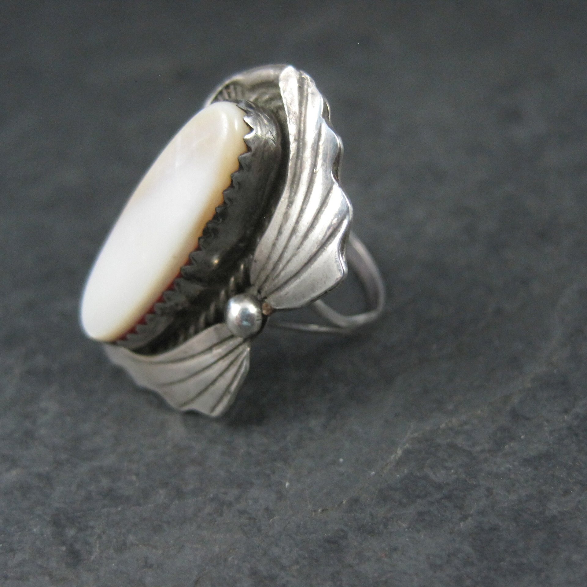 Southwestern Sterling Mother of Pearl Ring Size 6.75