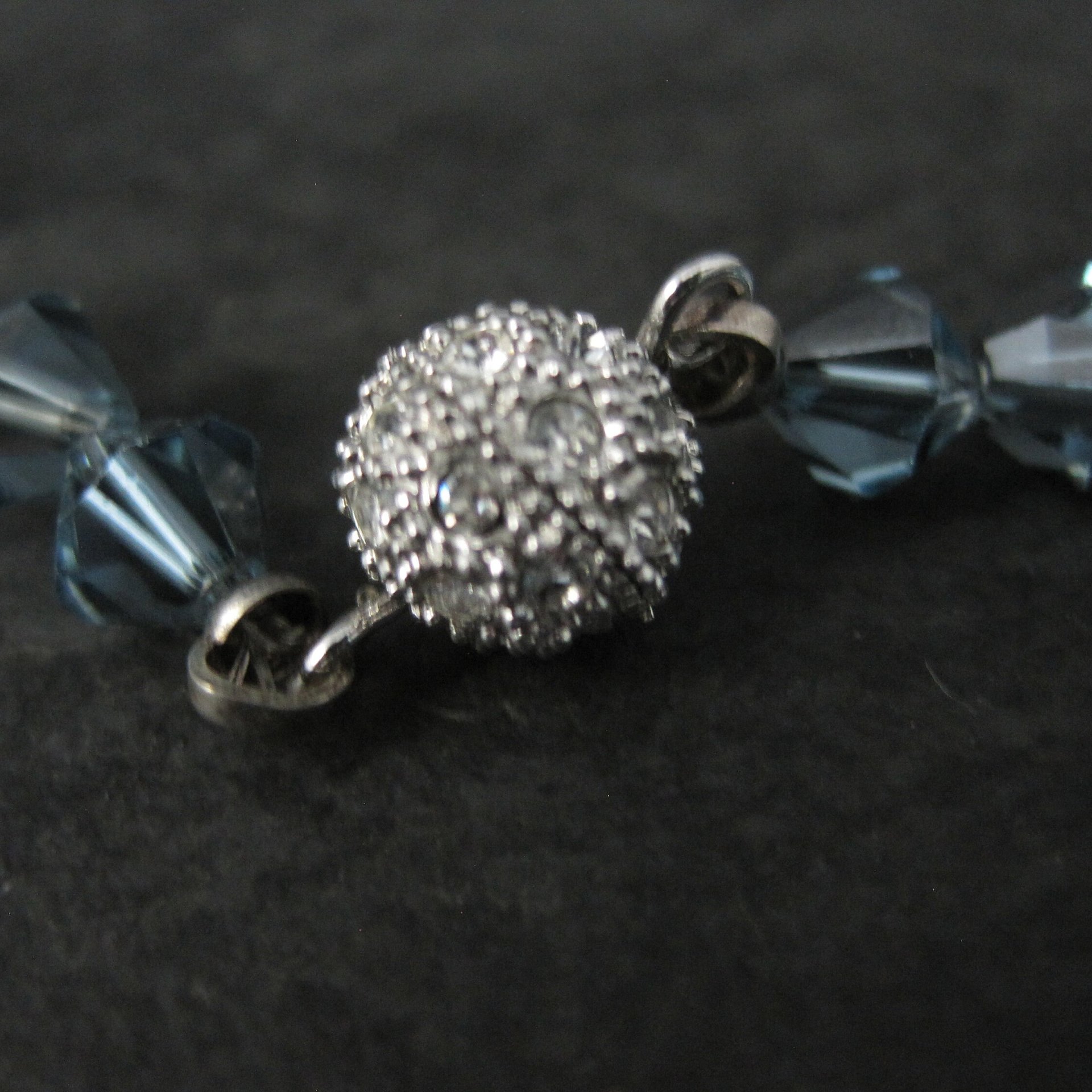 Blue Austrian Crystal Bead Necklace 17 Inches