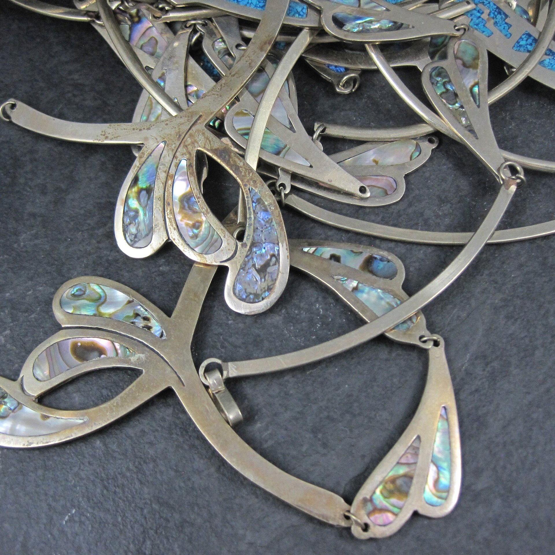 Vintage Alpaca Inlay Necklace Job Lot