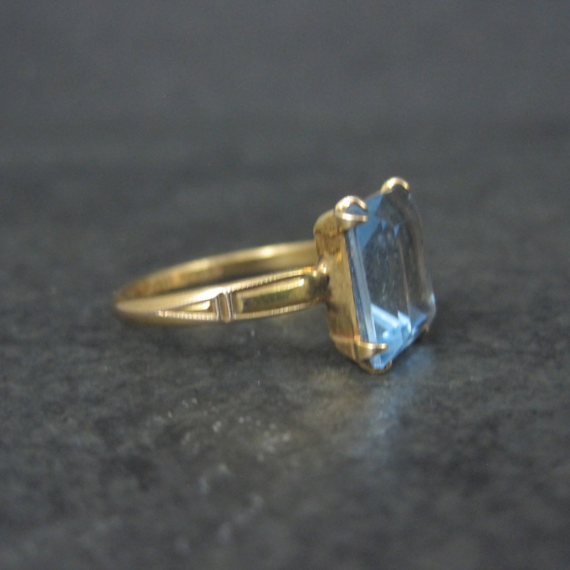 Antique Gold Filled Blue Glass Ring Sizes 5.75 & 6 Available New Old Stock