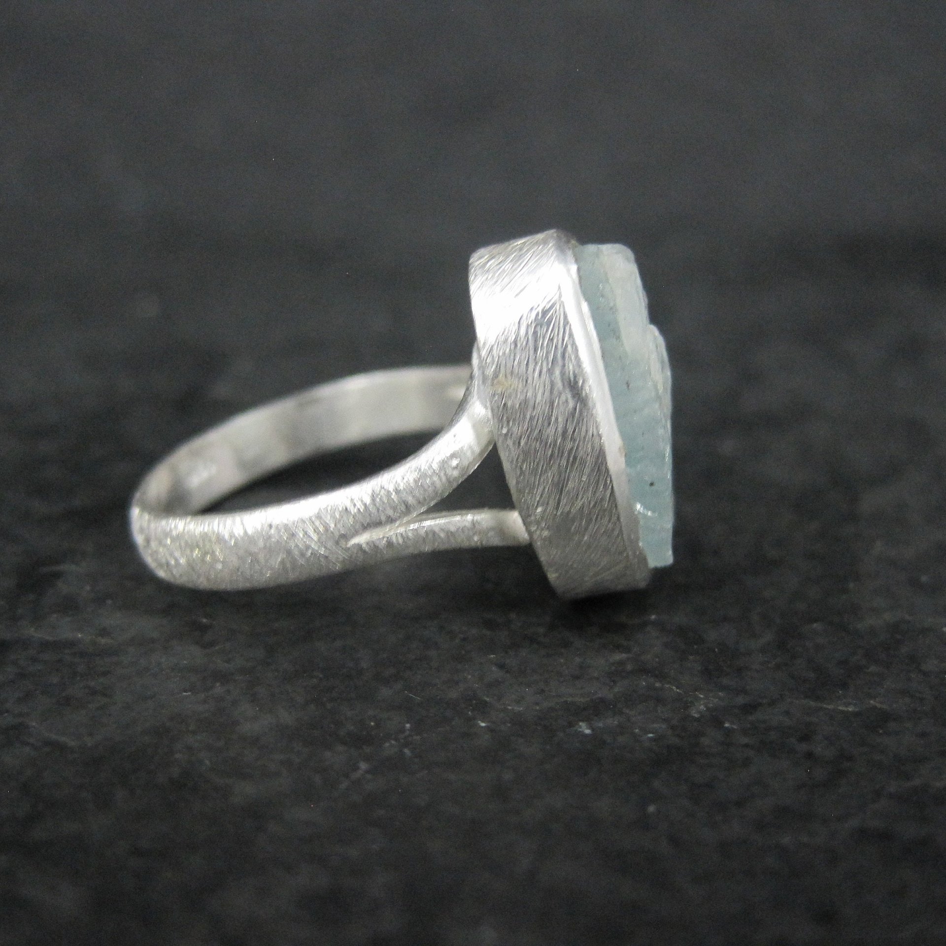 Estate Sterling Raw Aquamarine Ring Size 7