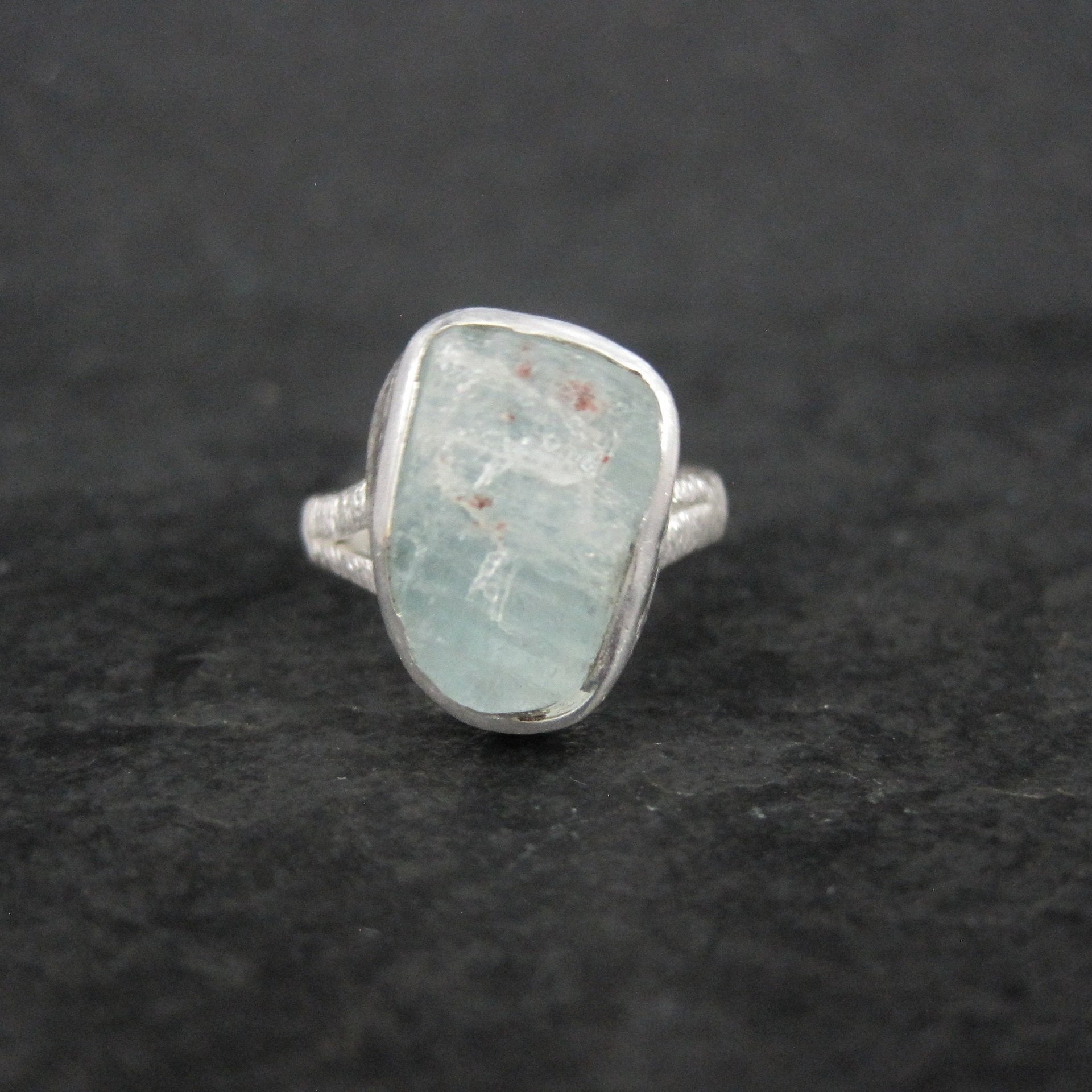Estate Sterling Raw Aquamarine Ring Size 7