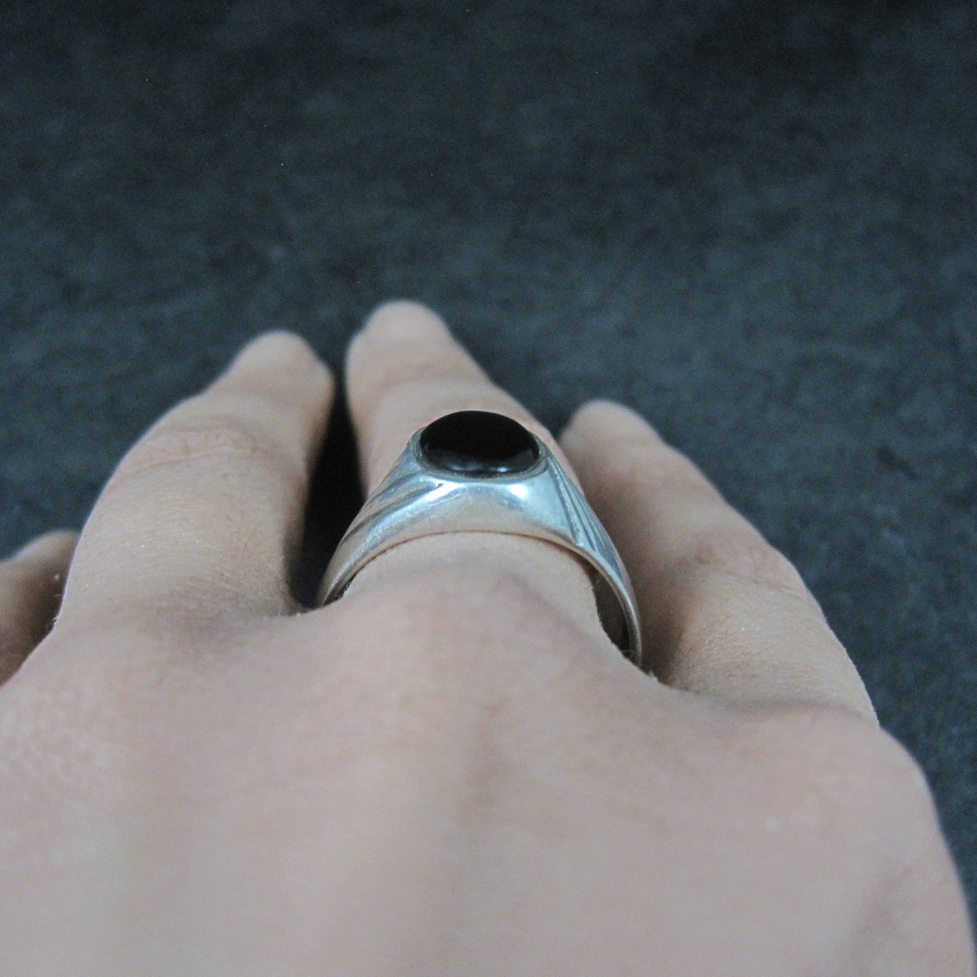 Mens Vintage Sterling Onyx Ring New Old Stock