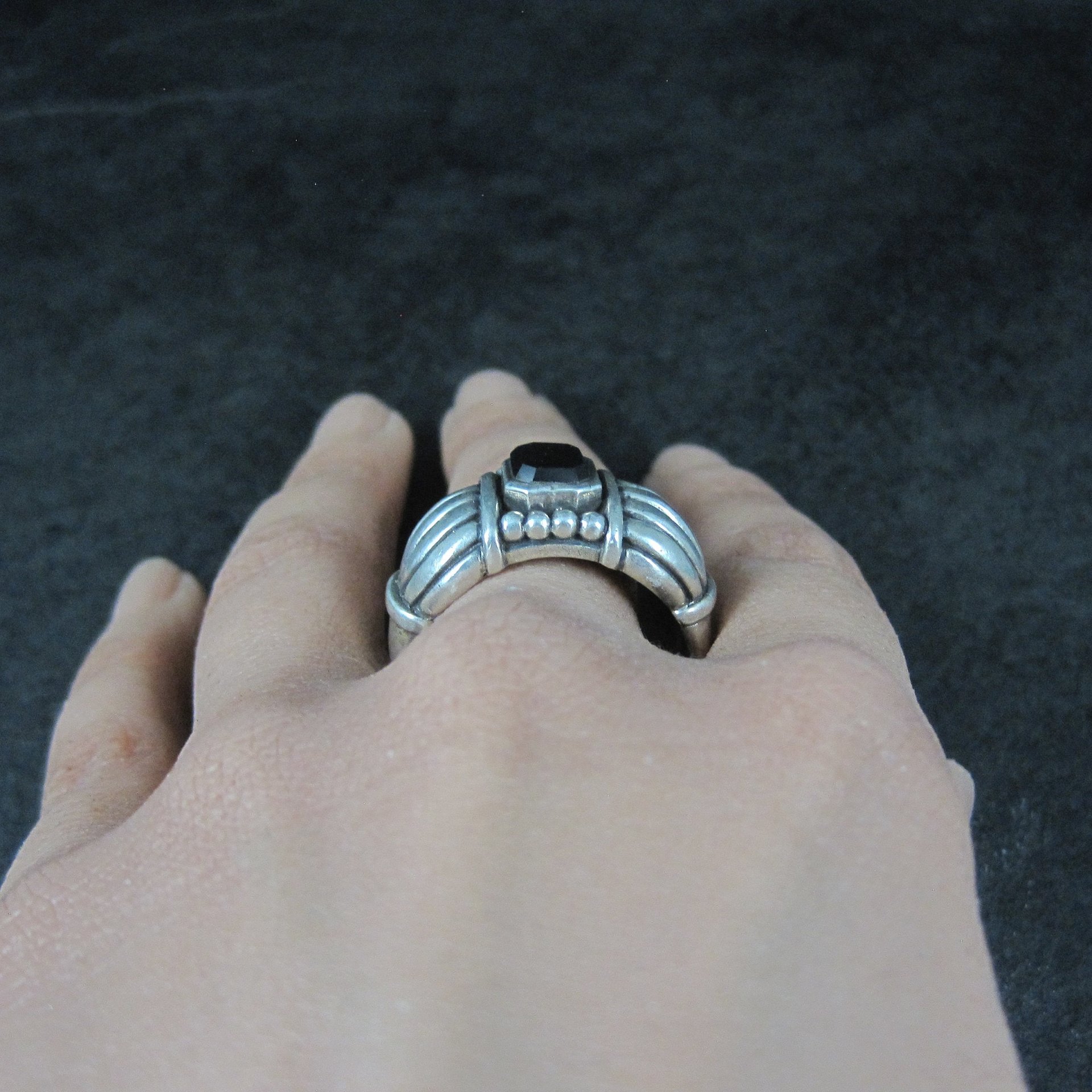 Vintage Gothic Sterling Onyx Ring New Old Stock Multiple Sizes Available