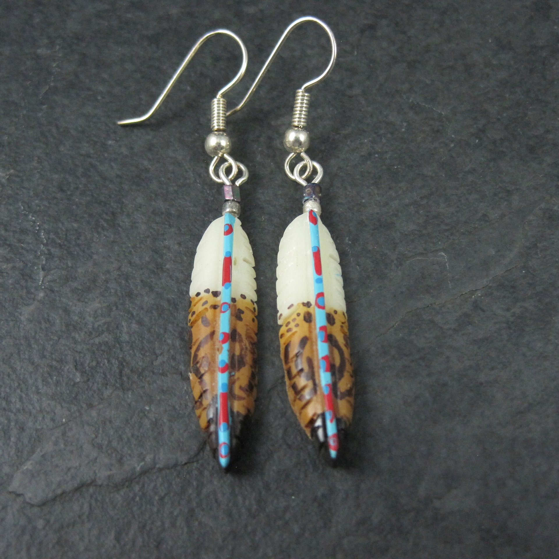 Painted Bone Feather Earrings