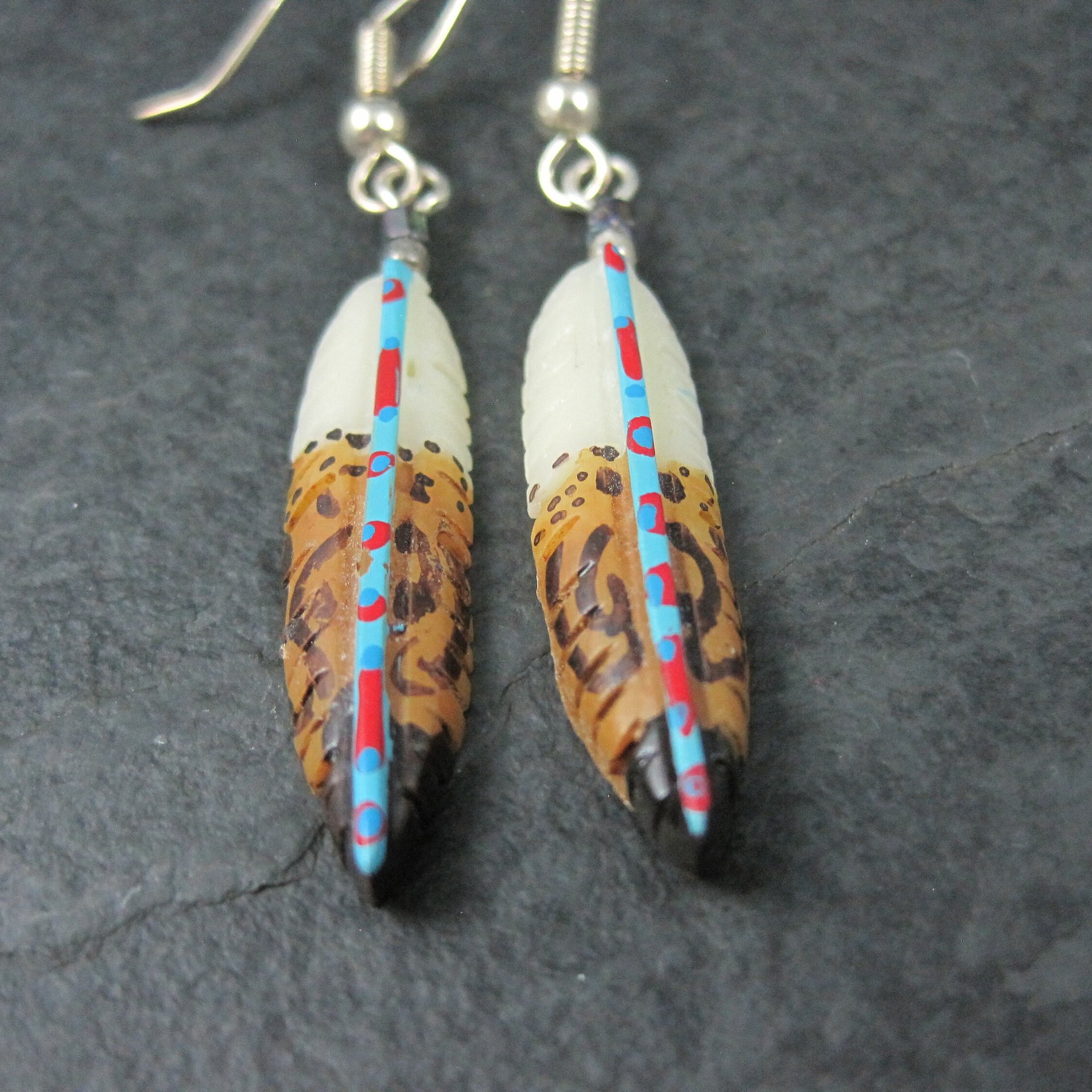 Painted Bone Feather Earrings