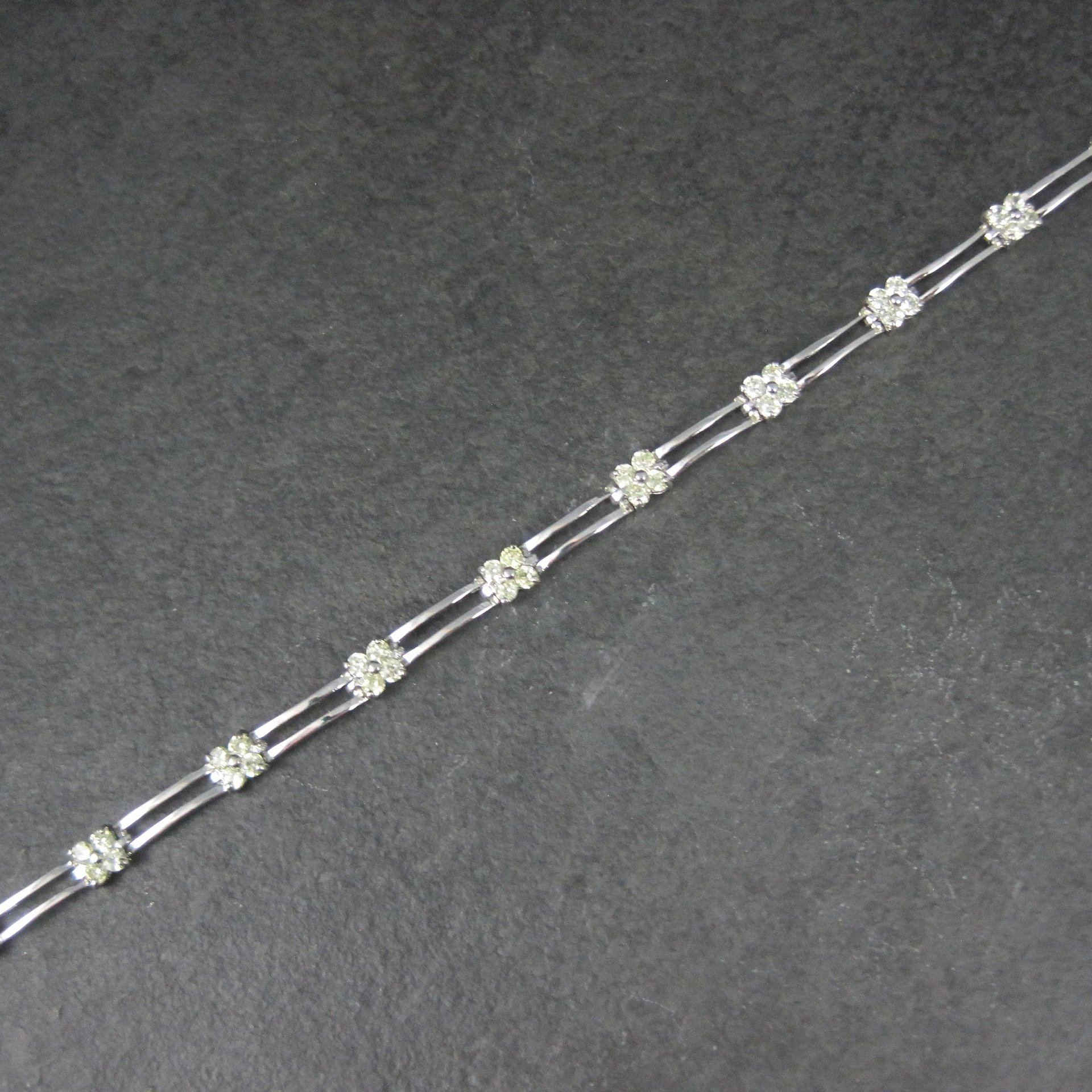 Vintage Sterling Yellow Cz Flower Bracelet 7.25 Inches