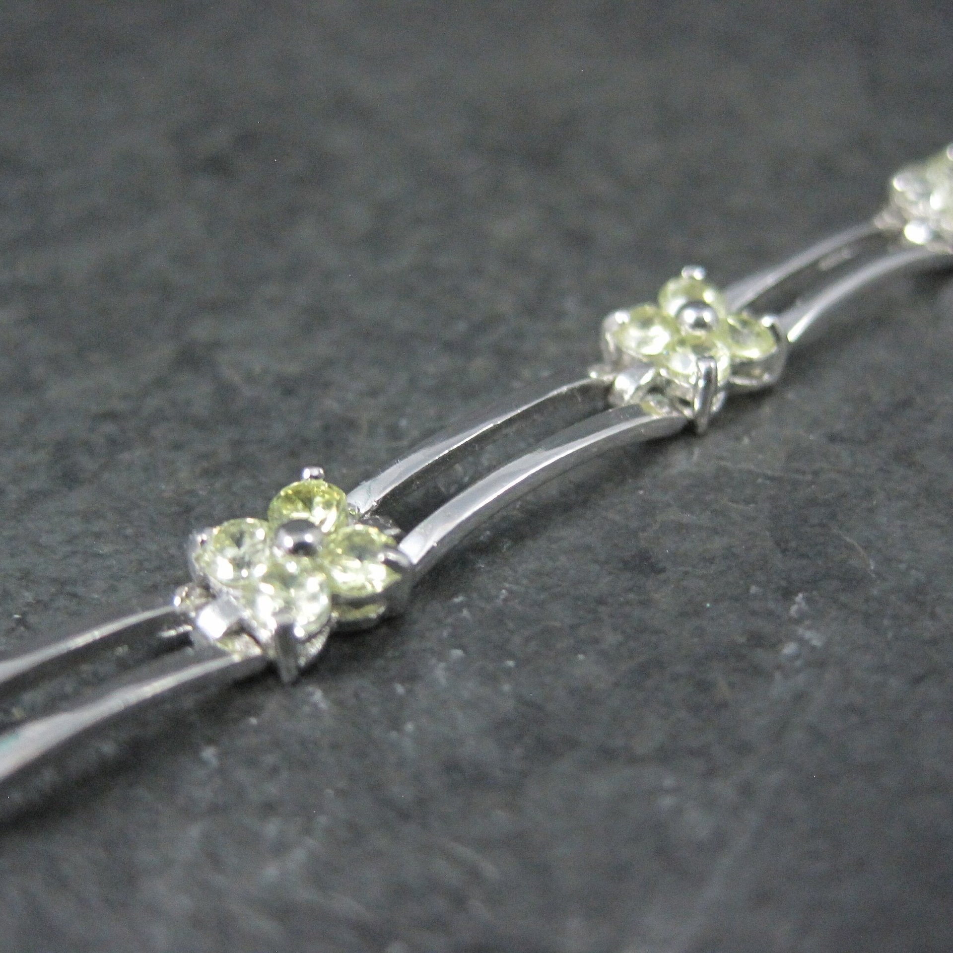 Vintage Sterling Yellow Cz Flower Bracelet 7.25 Inches