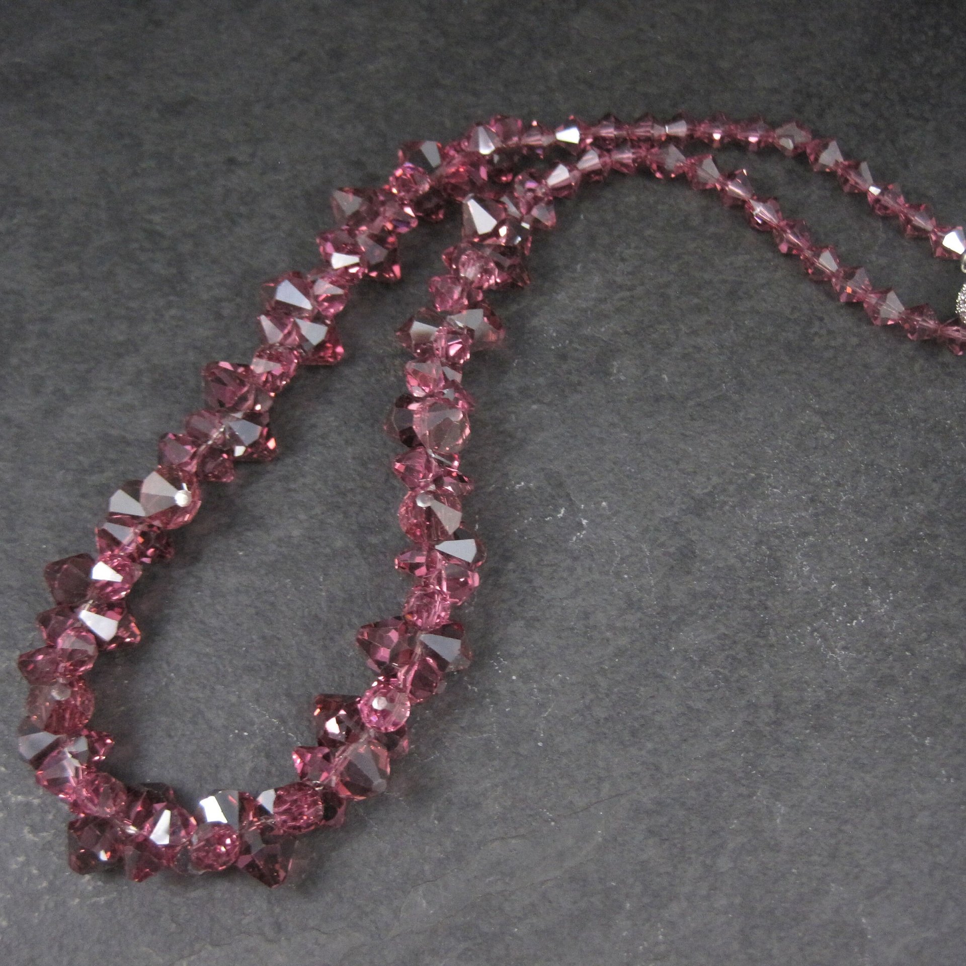 Purple Austrian Crystal Bead Necklace 17 Inches