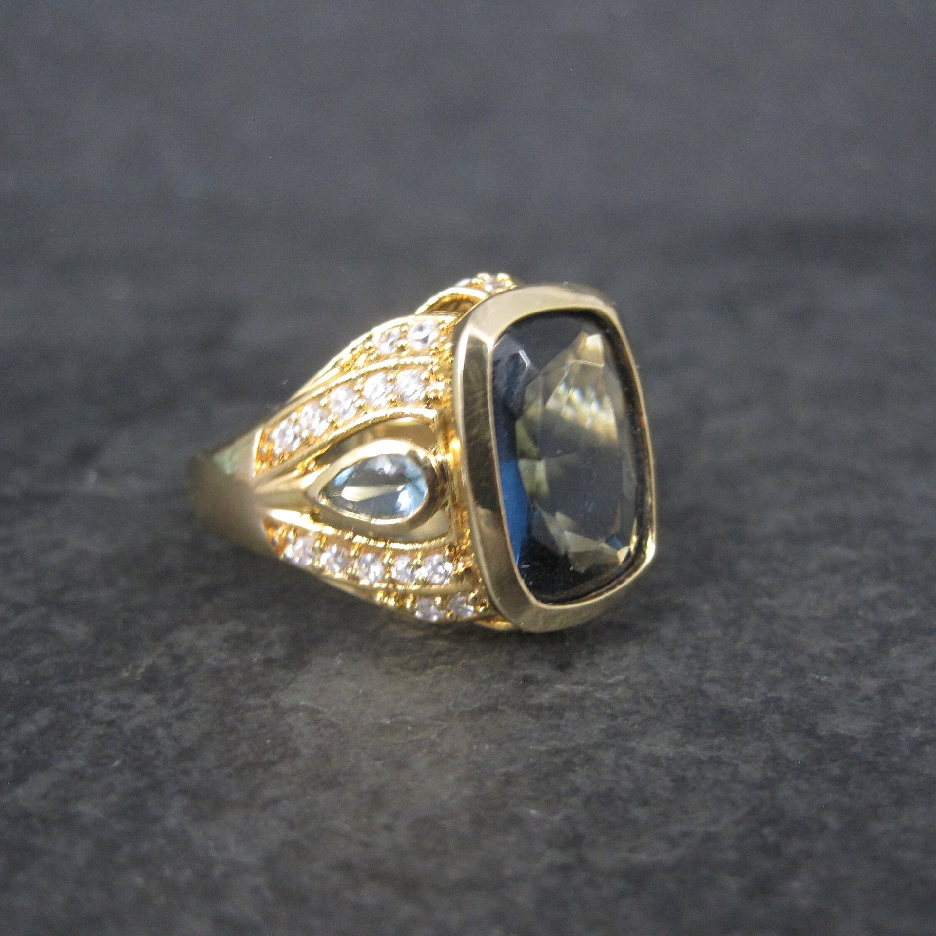 Unique Vermeil Sterling Blue Quartz Ring Size 8
