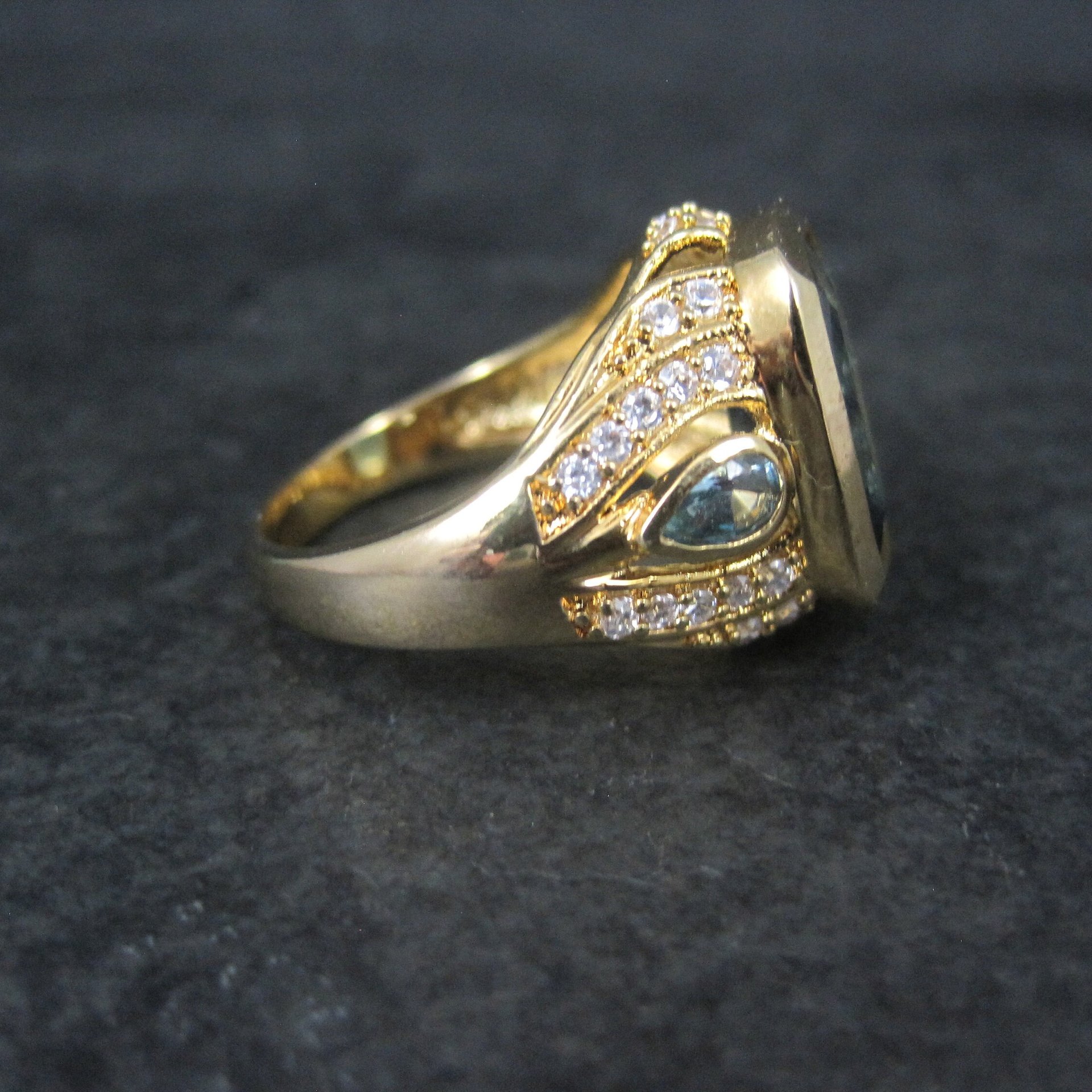 Unique Vermeil Sterling Blue Quartz Ring Size 8