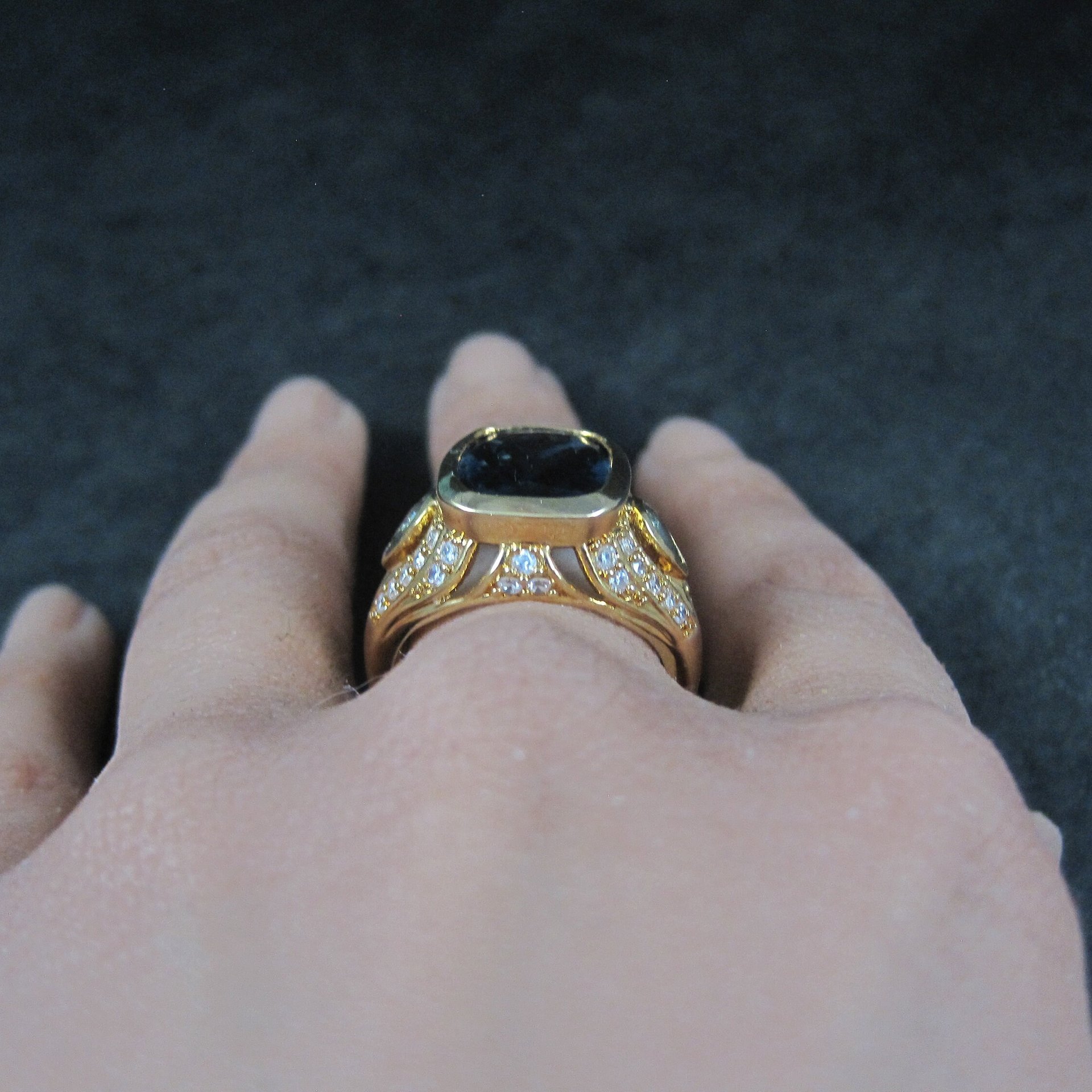 Unique Vermeil Sterling Blue Quartz Ring Size 8