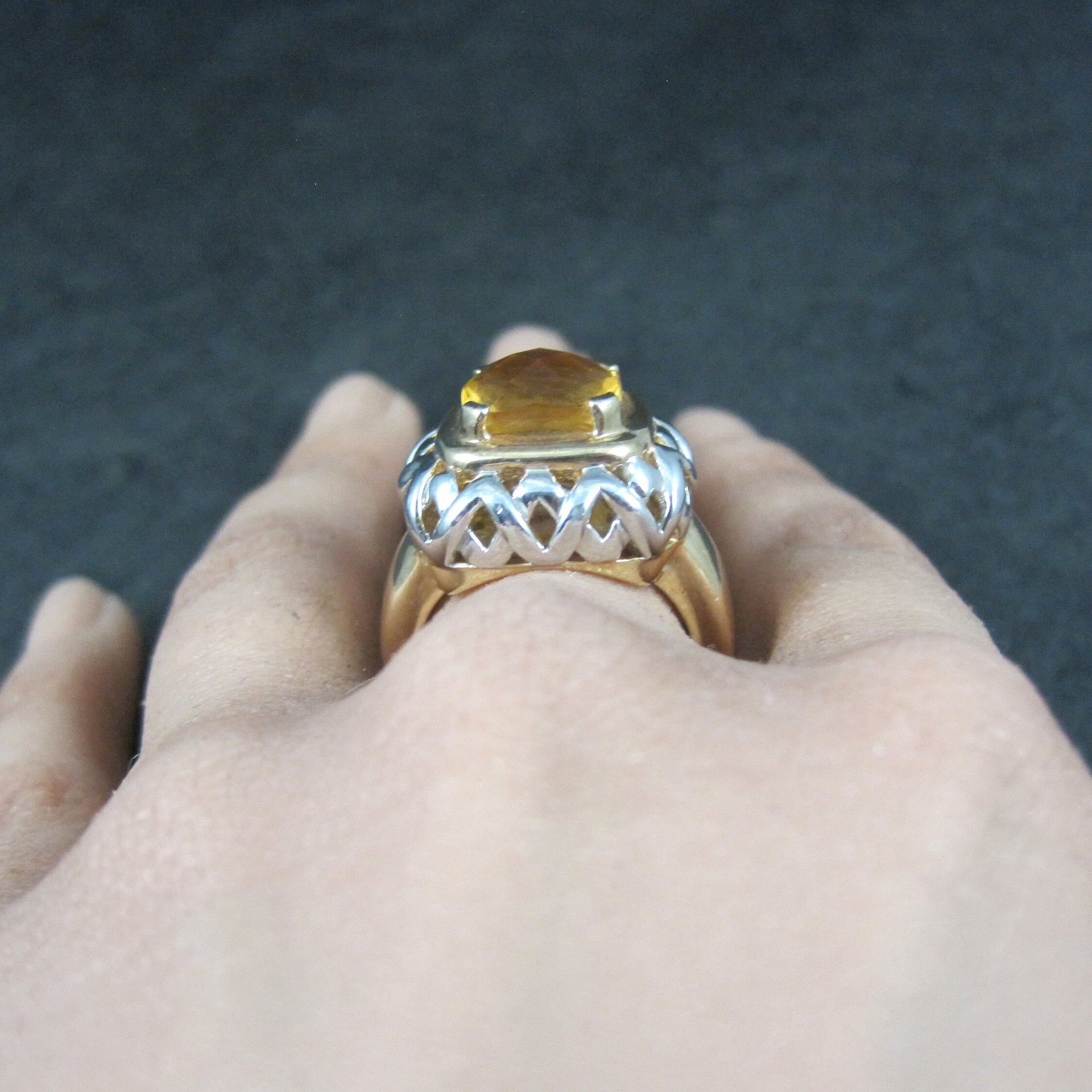 Vintage Vermeil Sterling Citrine Ring Size 8