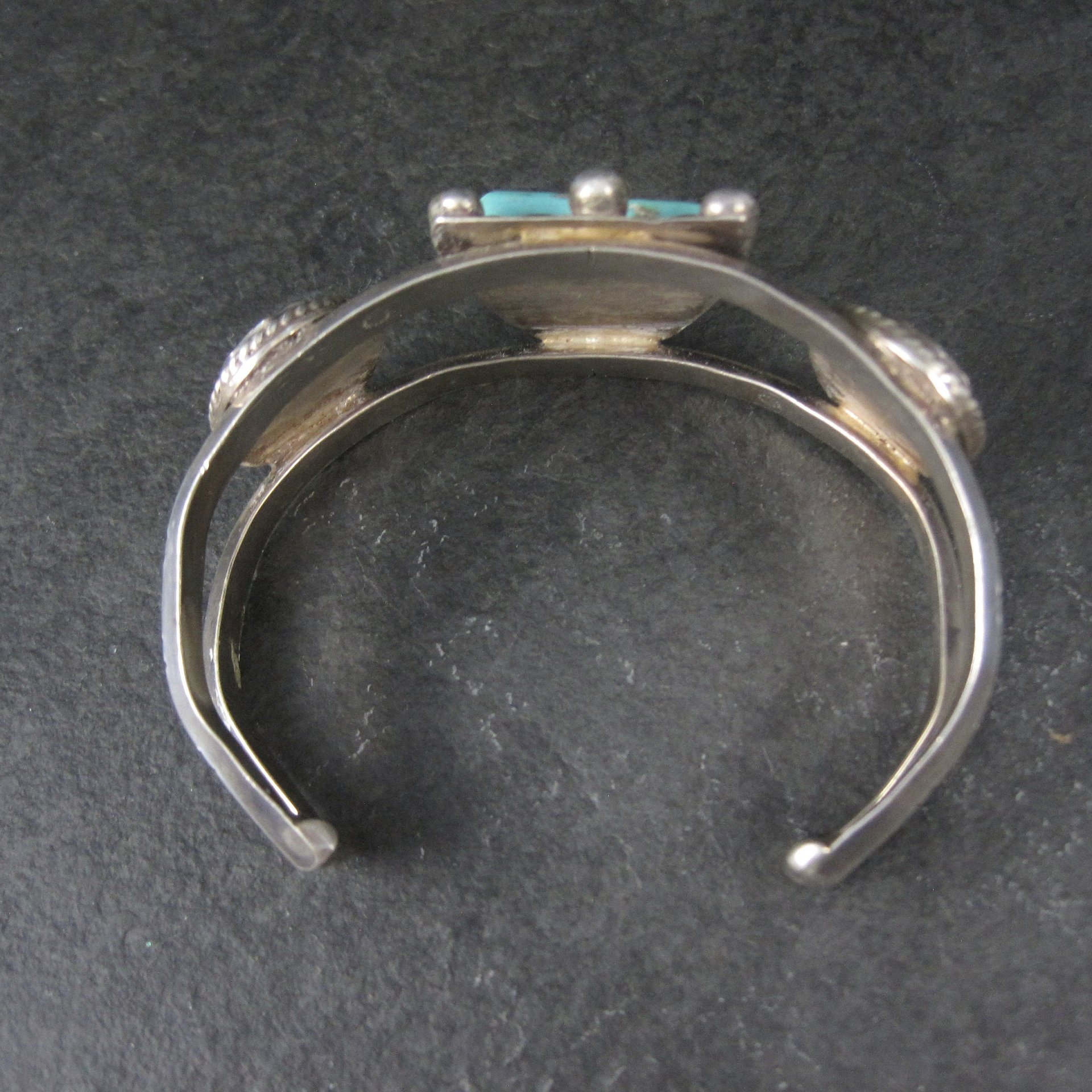 Heavy Southwestern Sterling Turquoise Jade Cuff Bracelet 6.25"