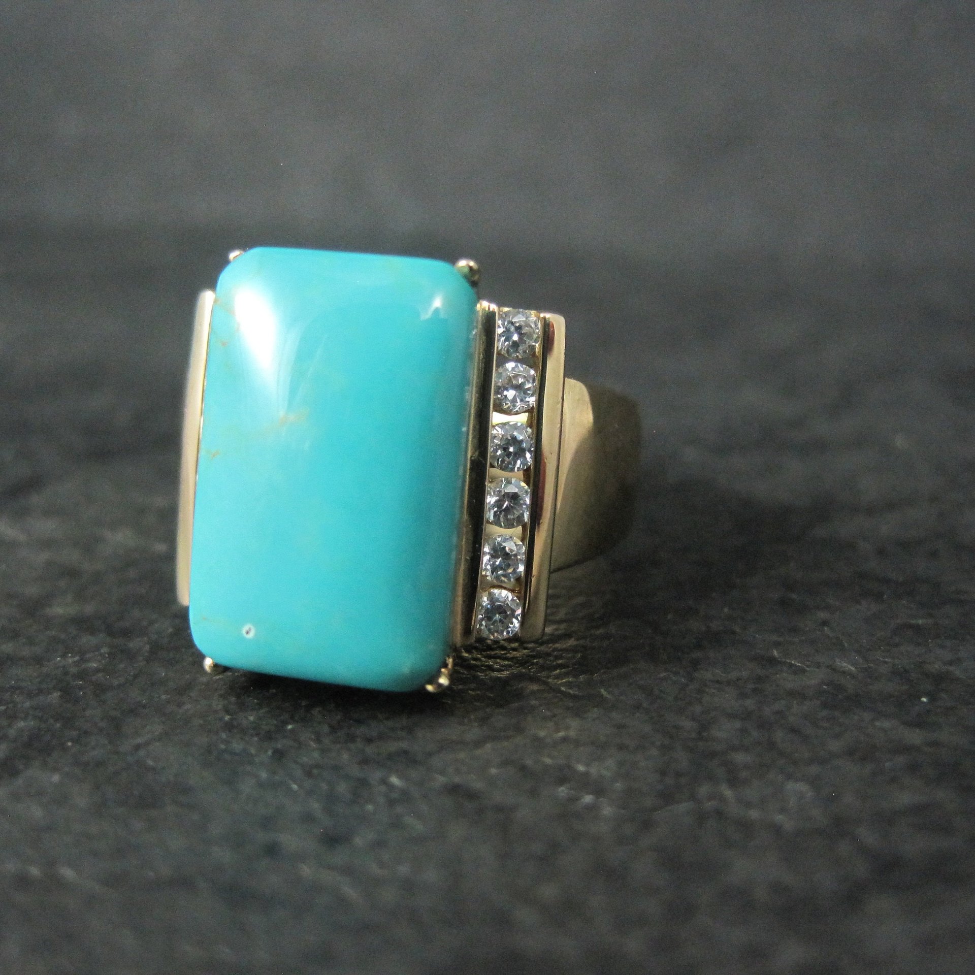 Estate Vermeil Sterling Turquoise Ring Size 8