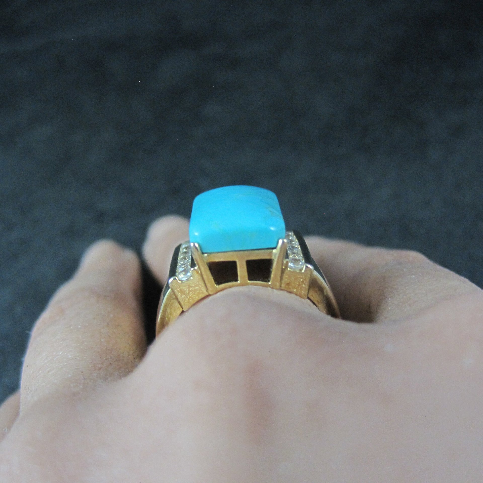 Estate Vermeil Sterling Turquoise Ring Size 8