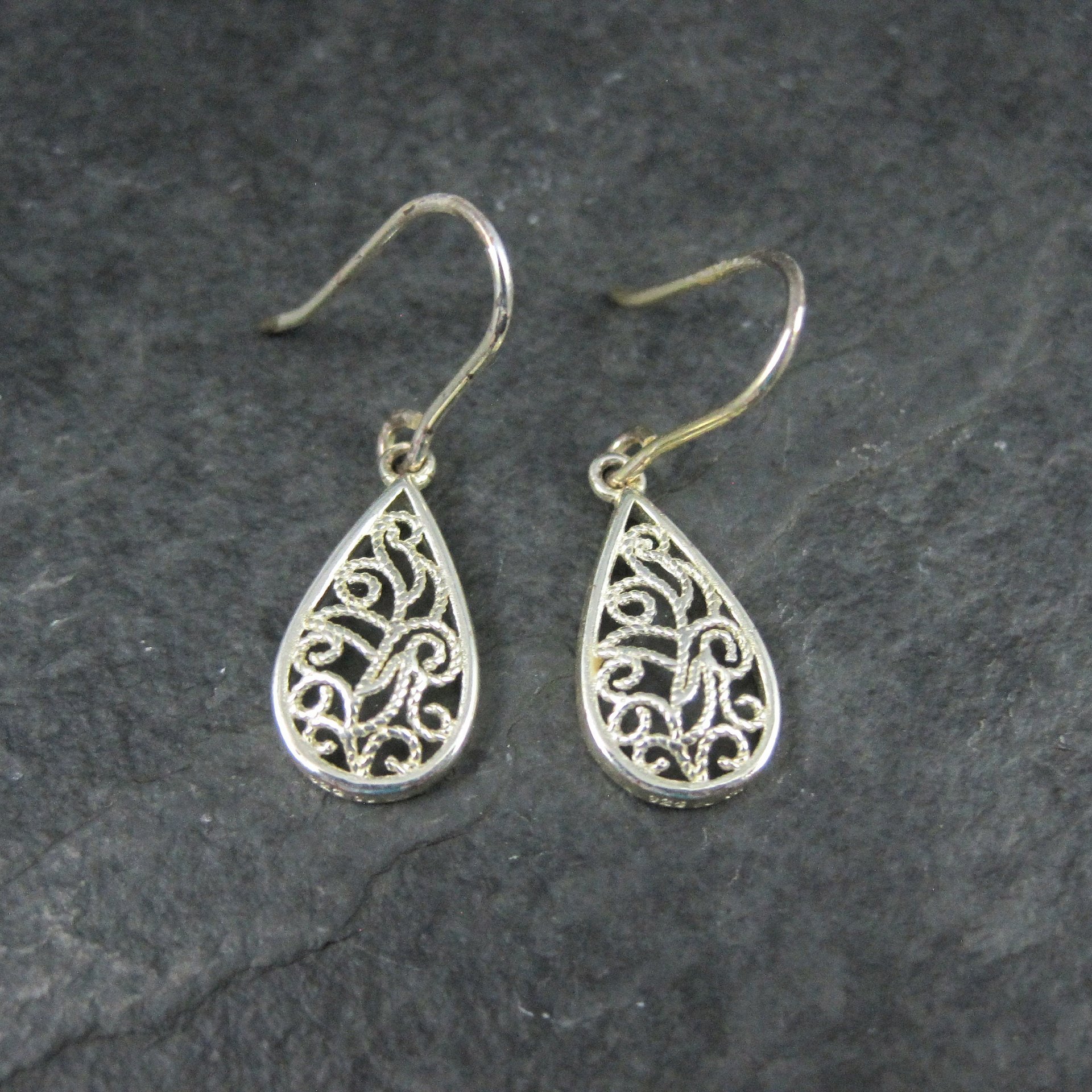 Small Vintage Sterling Filigree Earrings