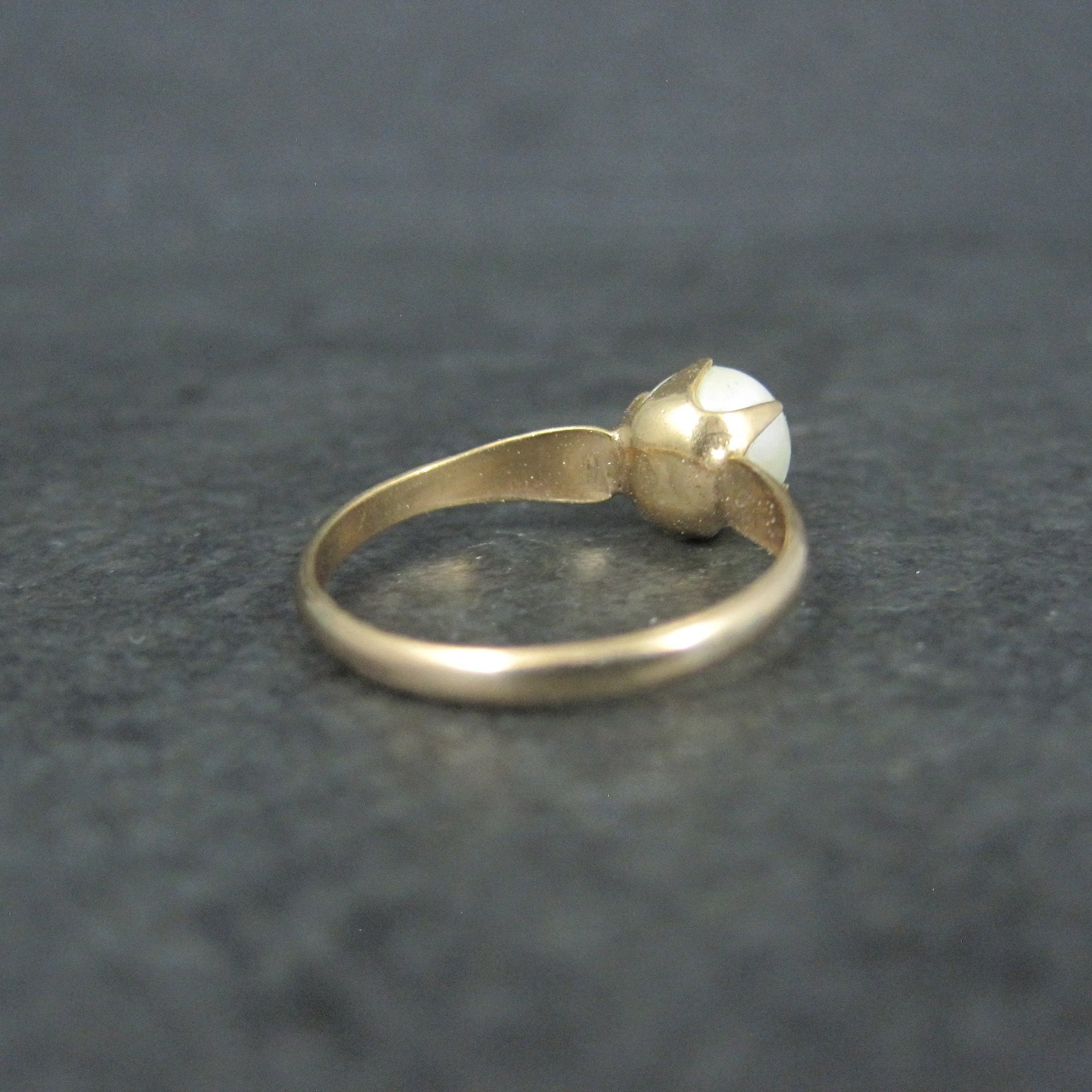 Vintage Gold Filled Pearl Solitaire Ring Old New Stock
