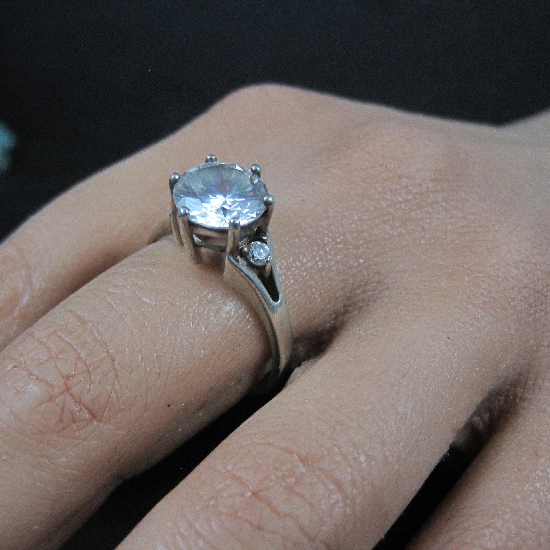 Vintage Sterling Diamonique Cz Ring Sizes 8 and 9