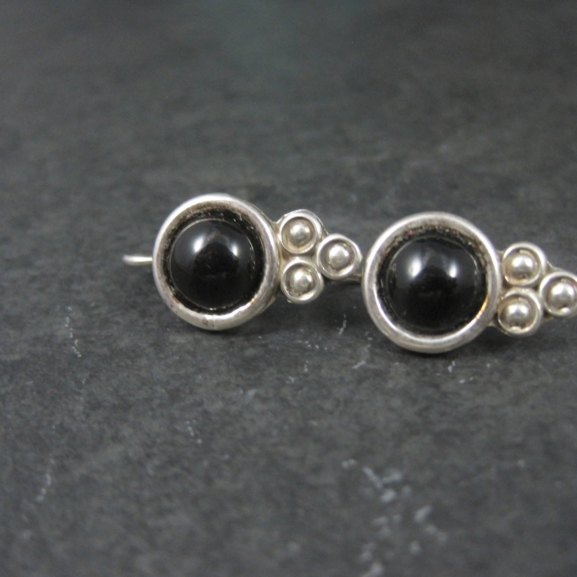 Vintage Sterling Onyx Earrings