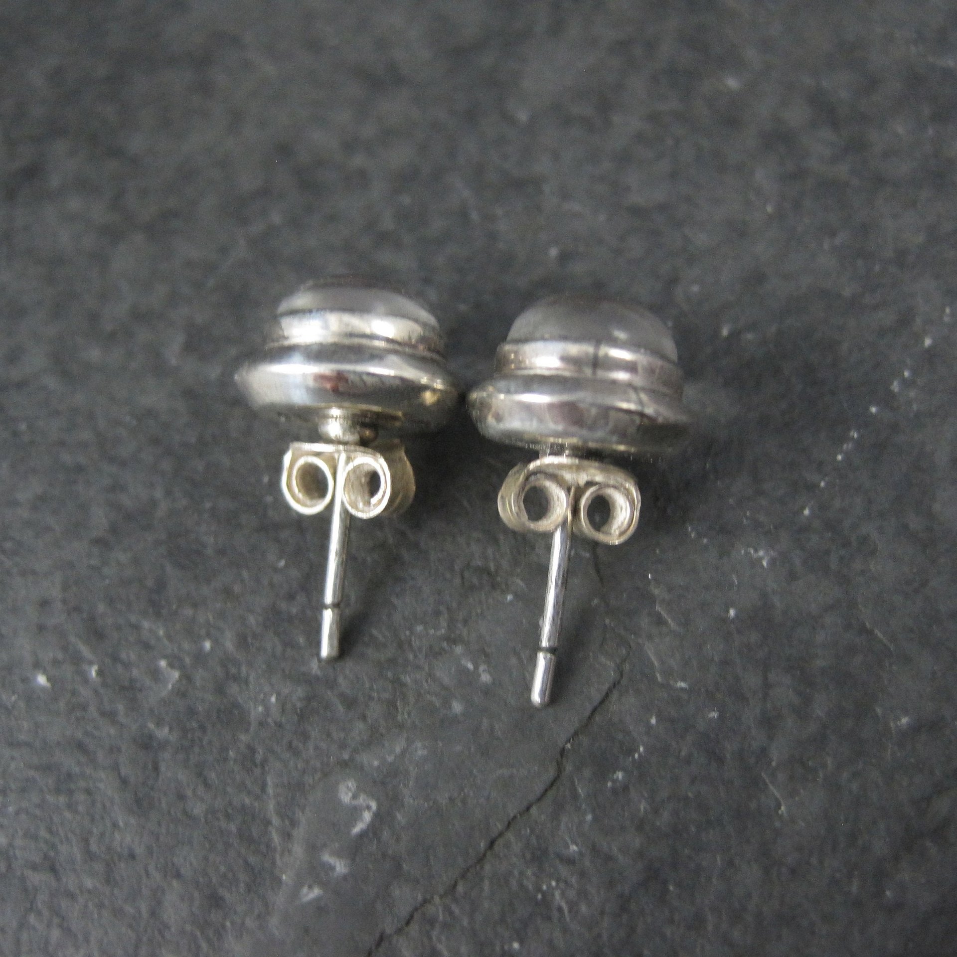 Vintage Sterling Pink Dichroic Glass Stud Earrings