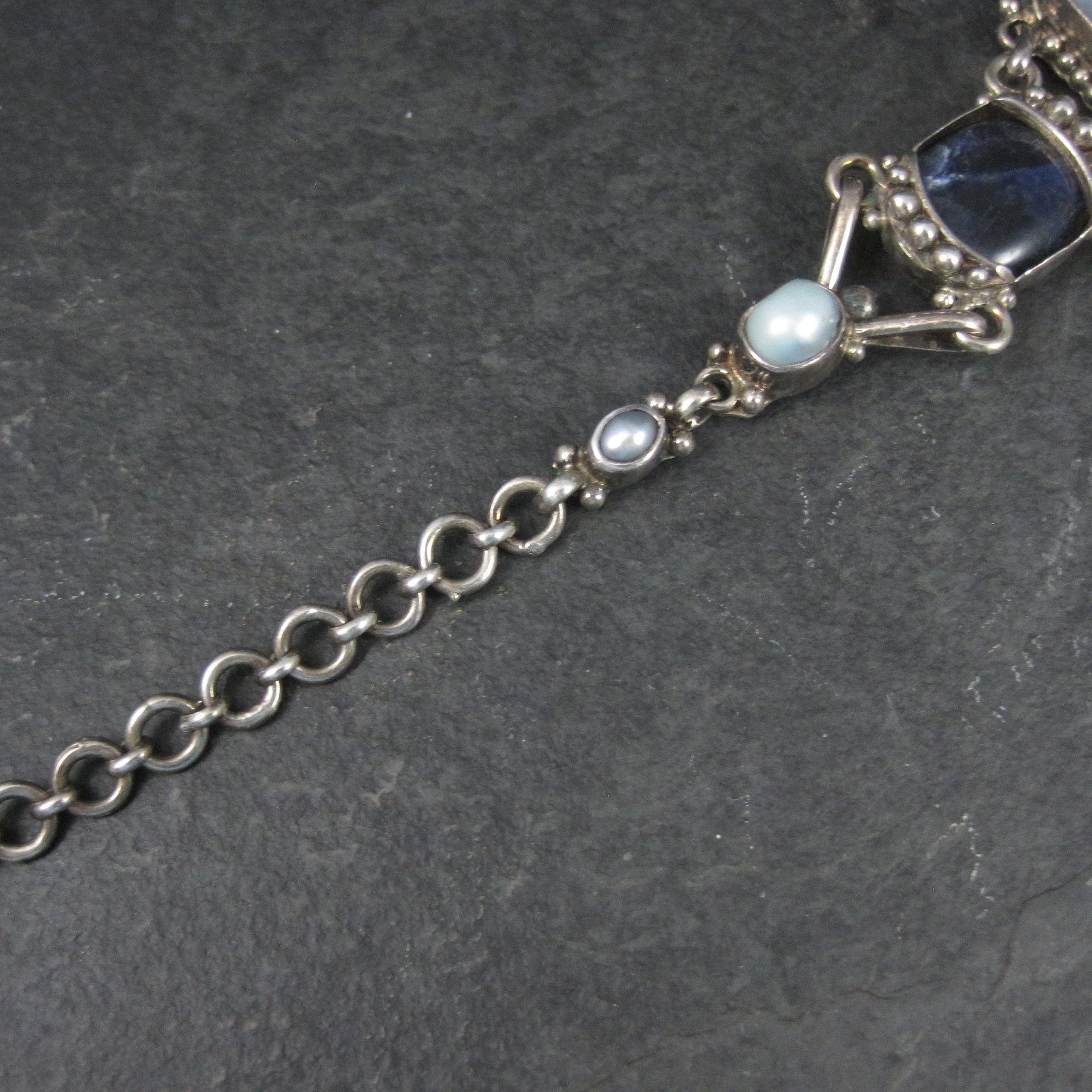 Vintage Sterling Quartz Sodalite Pearl Bracelet Sajen