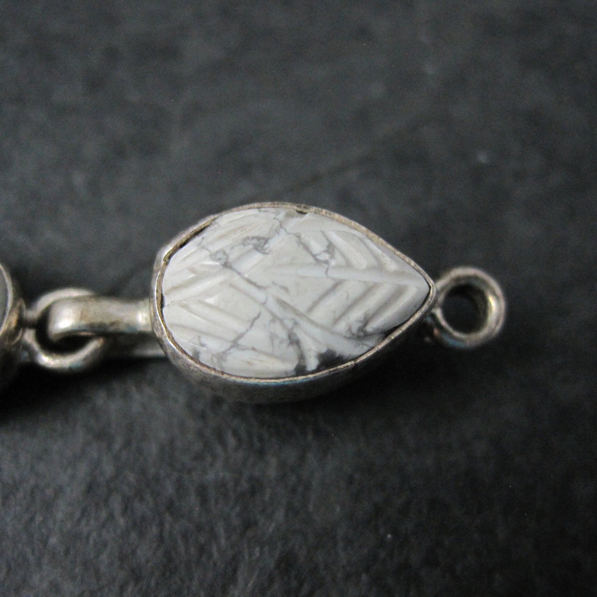 Sterling Carved Howlite Hook Clasp