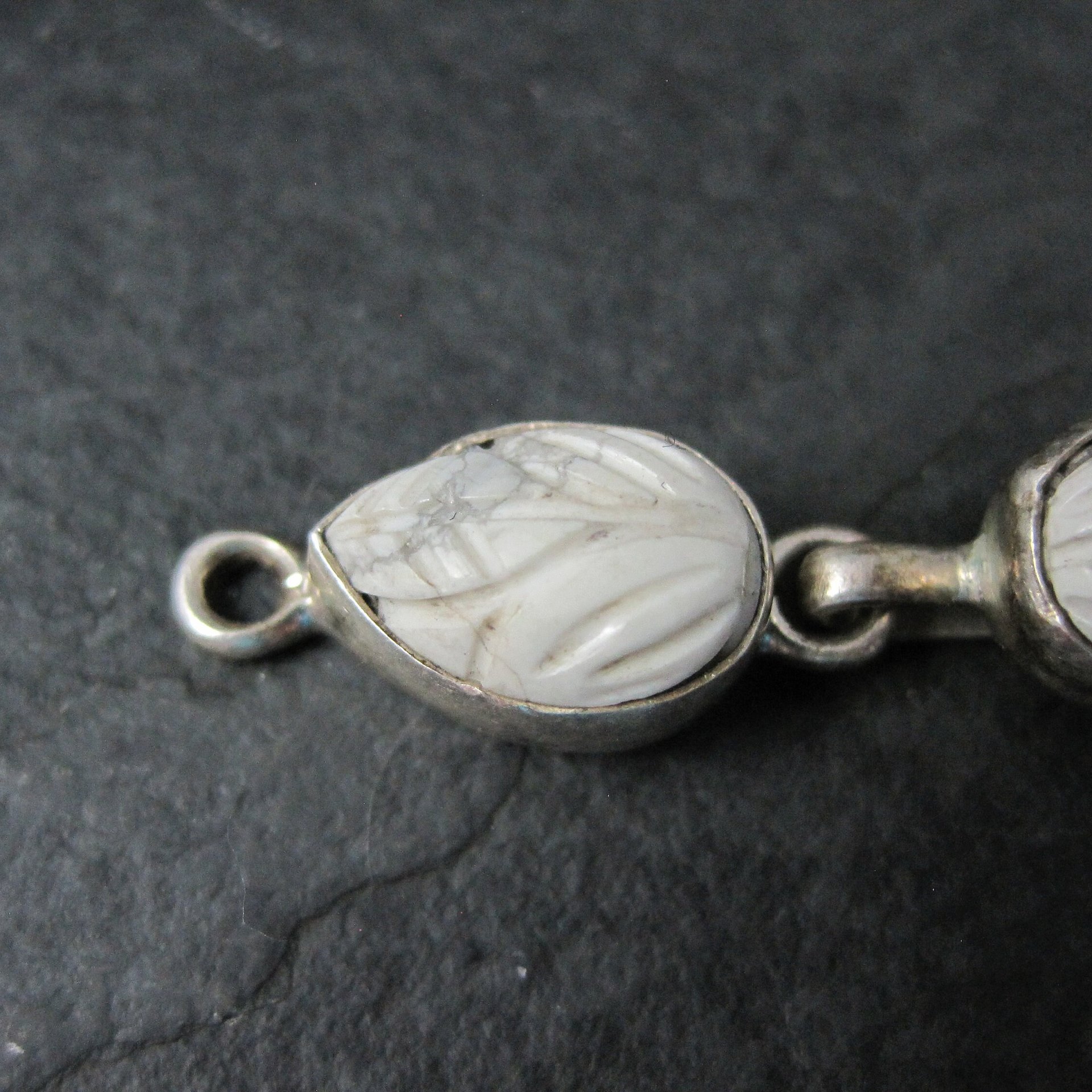 Sterling Carved Howlite Hook Clasp
