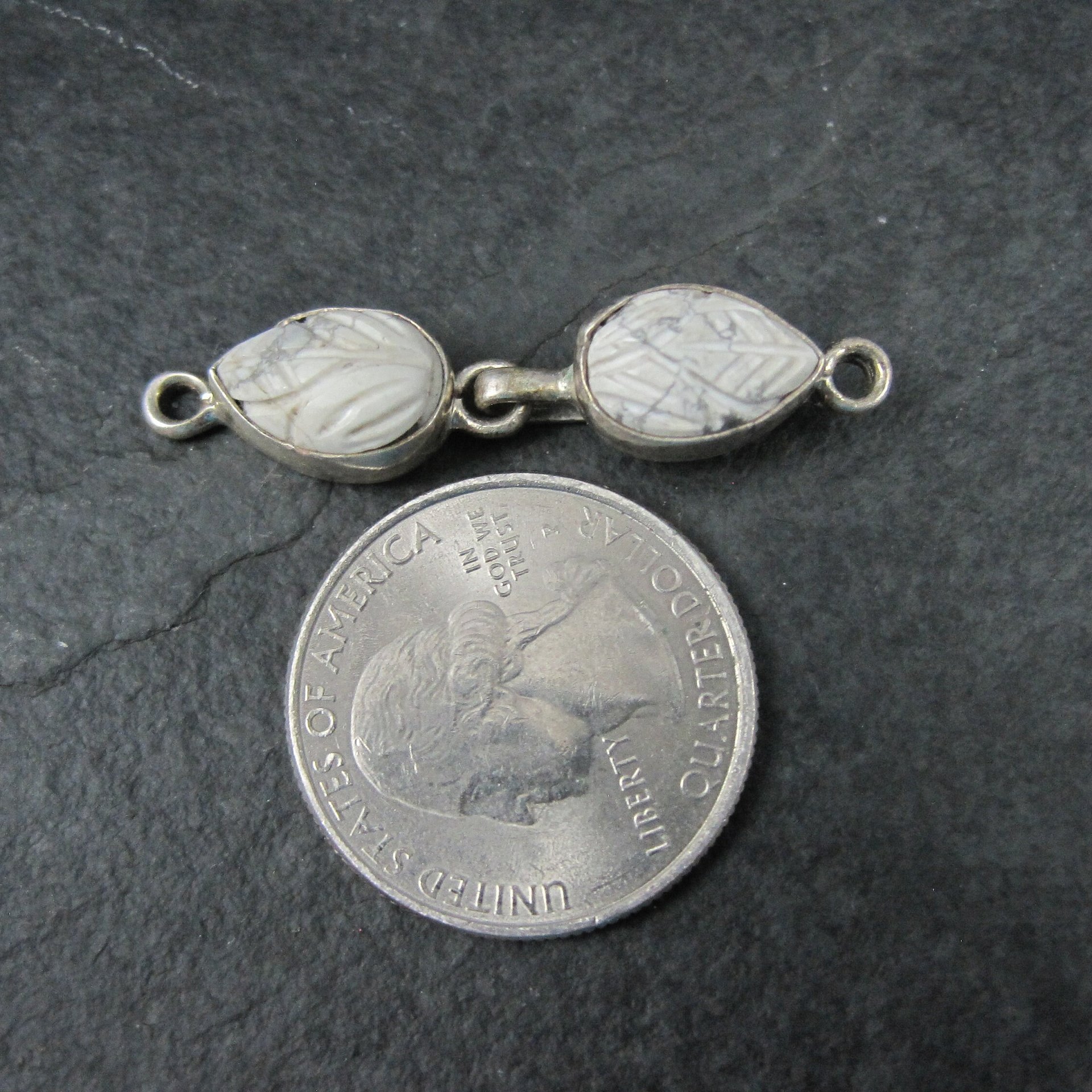 Sterling Carved Howlite Hook Clasp