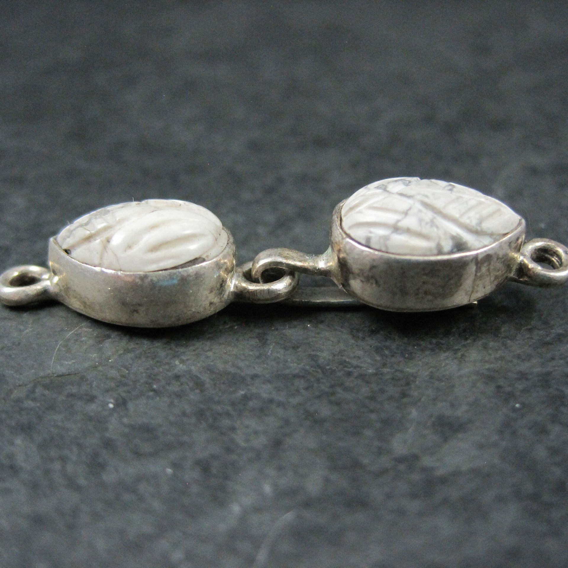 Sterling Carved Howlite Hook Clasp