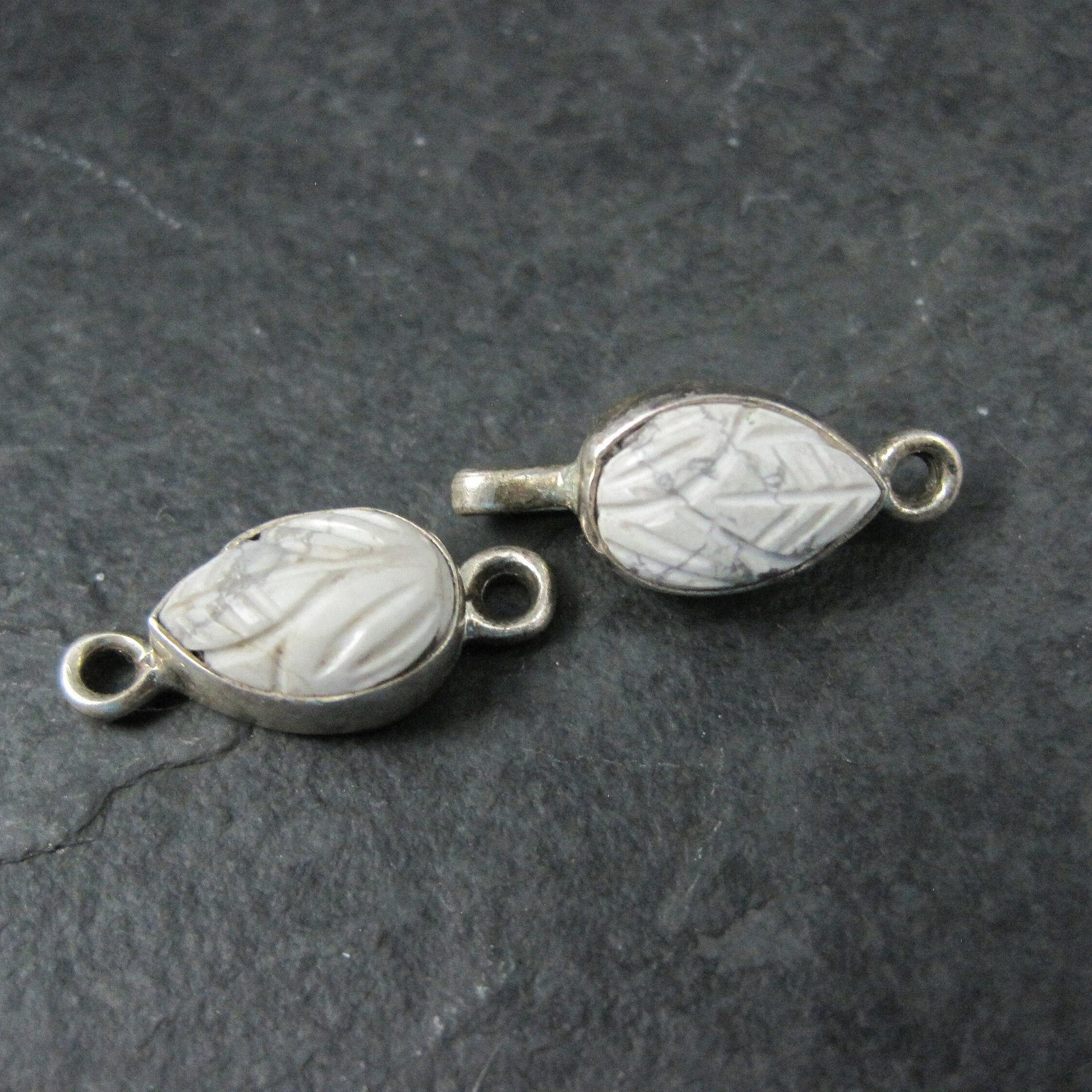Sterling Carved Howlite Hook Clasp